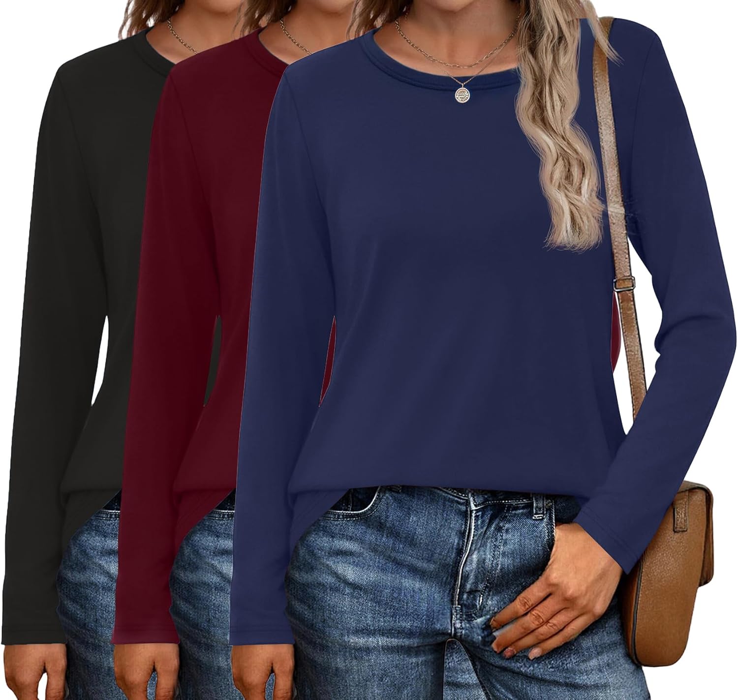 Ekouaer 3 Pack Long Sleeve Shirts Thermal Tops