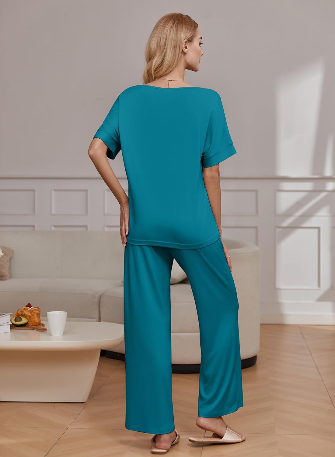 2 Piece Lounge Set Short Sleeve Tops and Long Pants