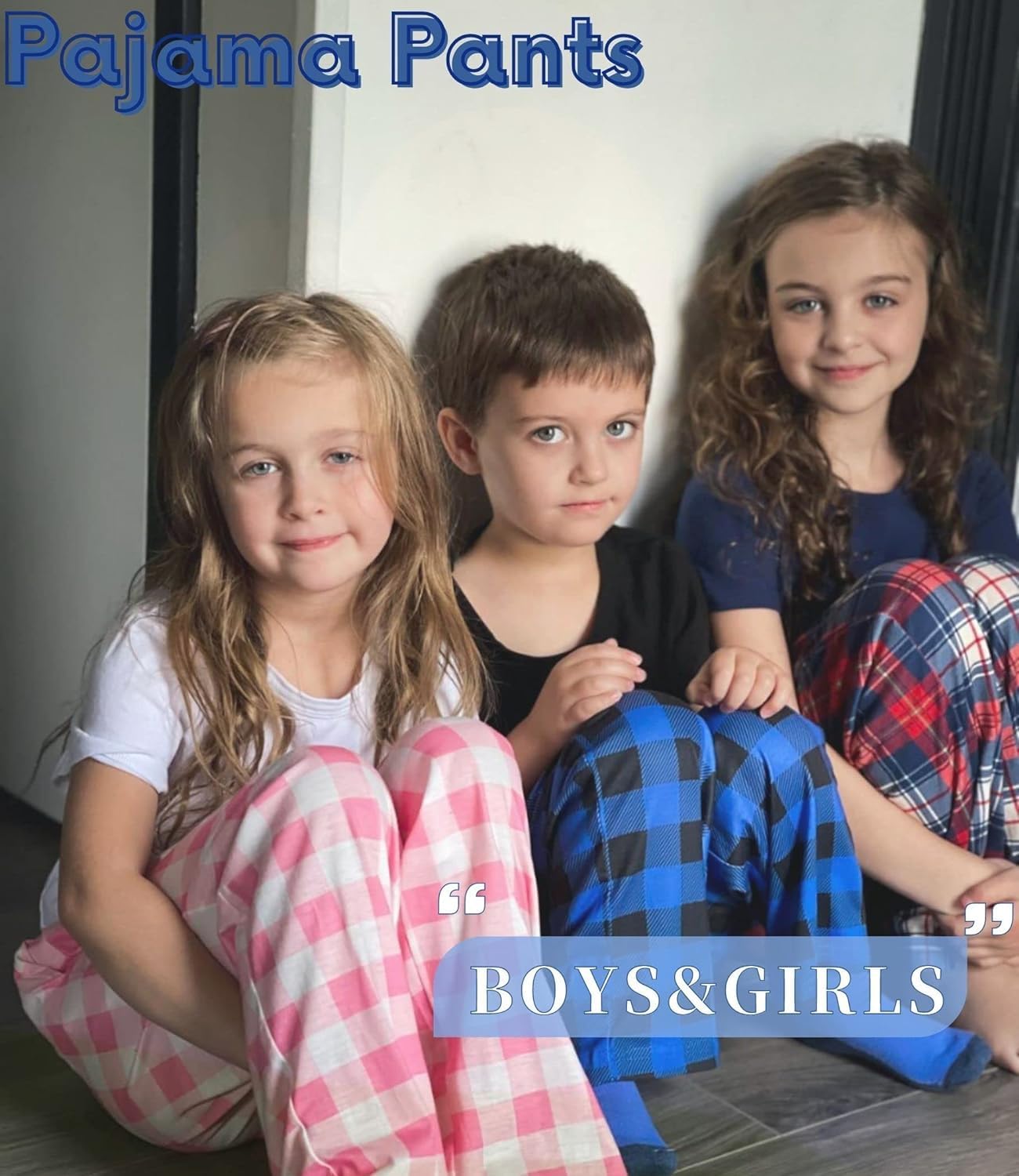 Ekouaer Boys 3 Pack Plaid Lounge Pants with 2 Pockets