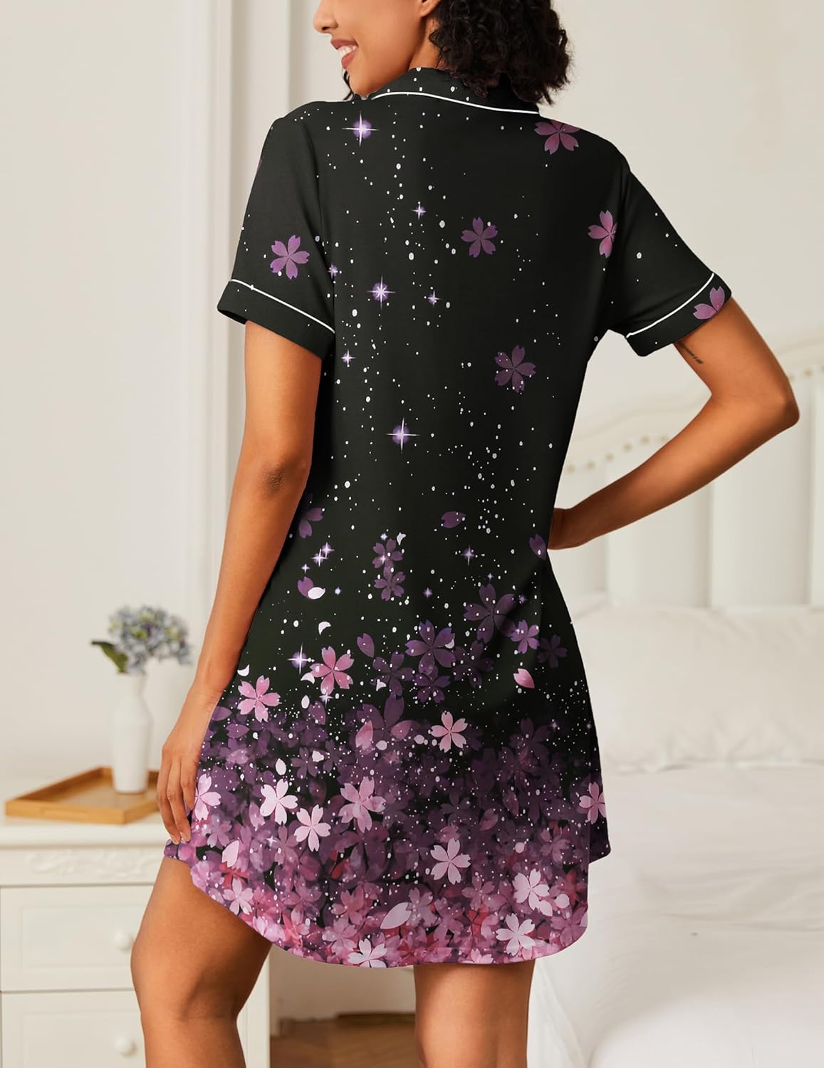 2 Pack Button Down Sleepshirts Soft Pajama Dress