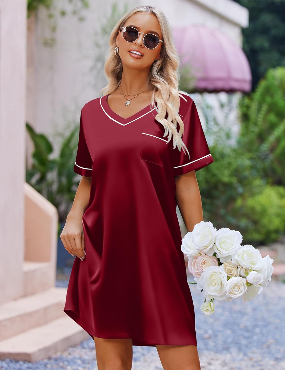 Satin Silk Nightgown Silky Loose Sleep Dress
