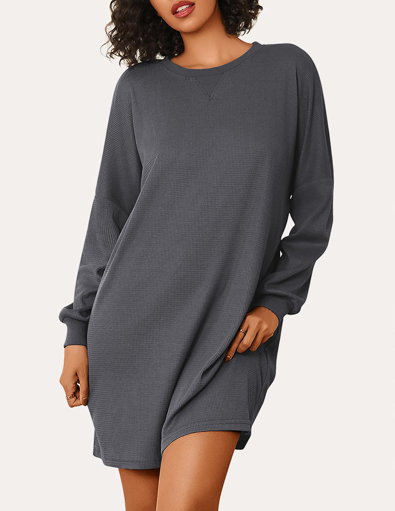 Soft Waffle Knit Nightshirts Dress (US Only)