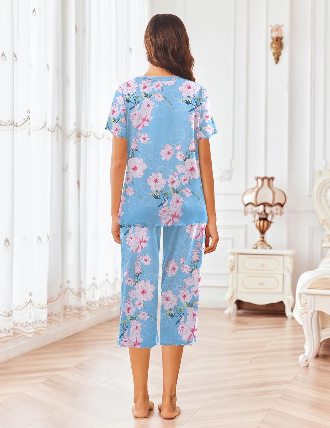 Ekouaer Short Sleeve 2 Piece Pajamas Set