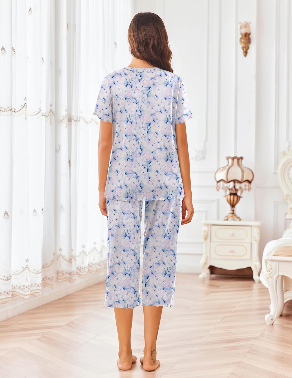 Ekouaer Short Sleeve 2 Piece Pajamas Set
