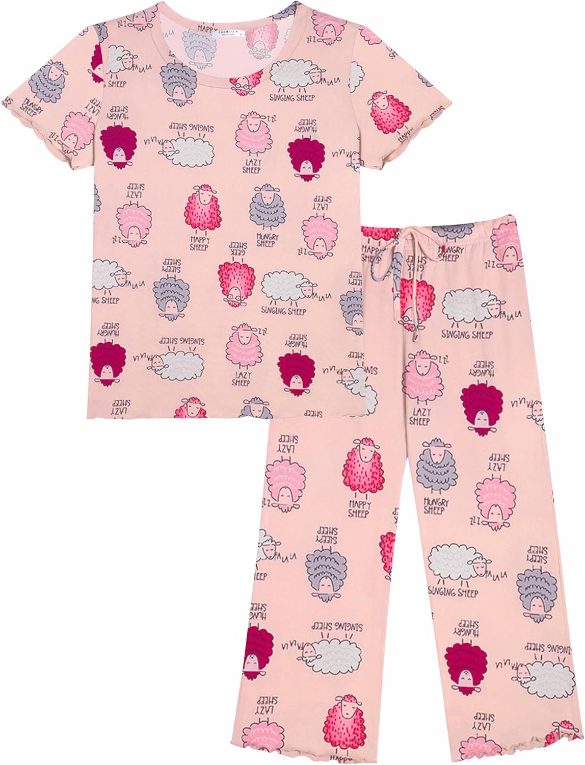 Ekouaer Short Sleeve 2 Piece Pajamas Set