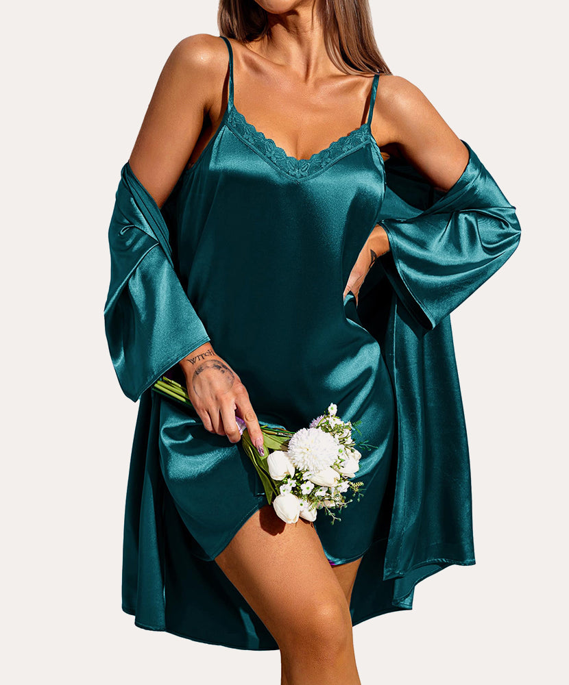 Silk Satin Cami Nightdress with Robe