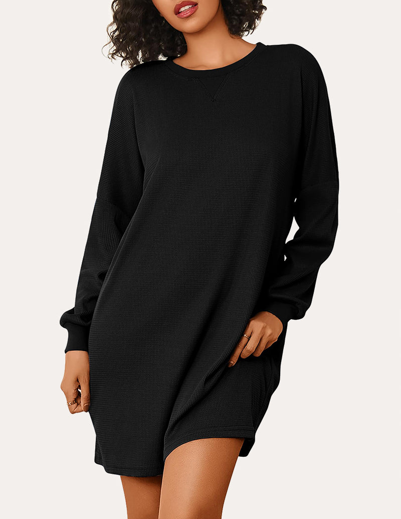 Soft Waffle Knit Nightshirts Dress (US Only)