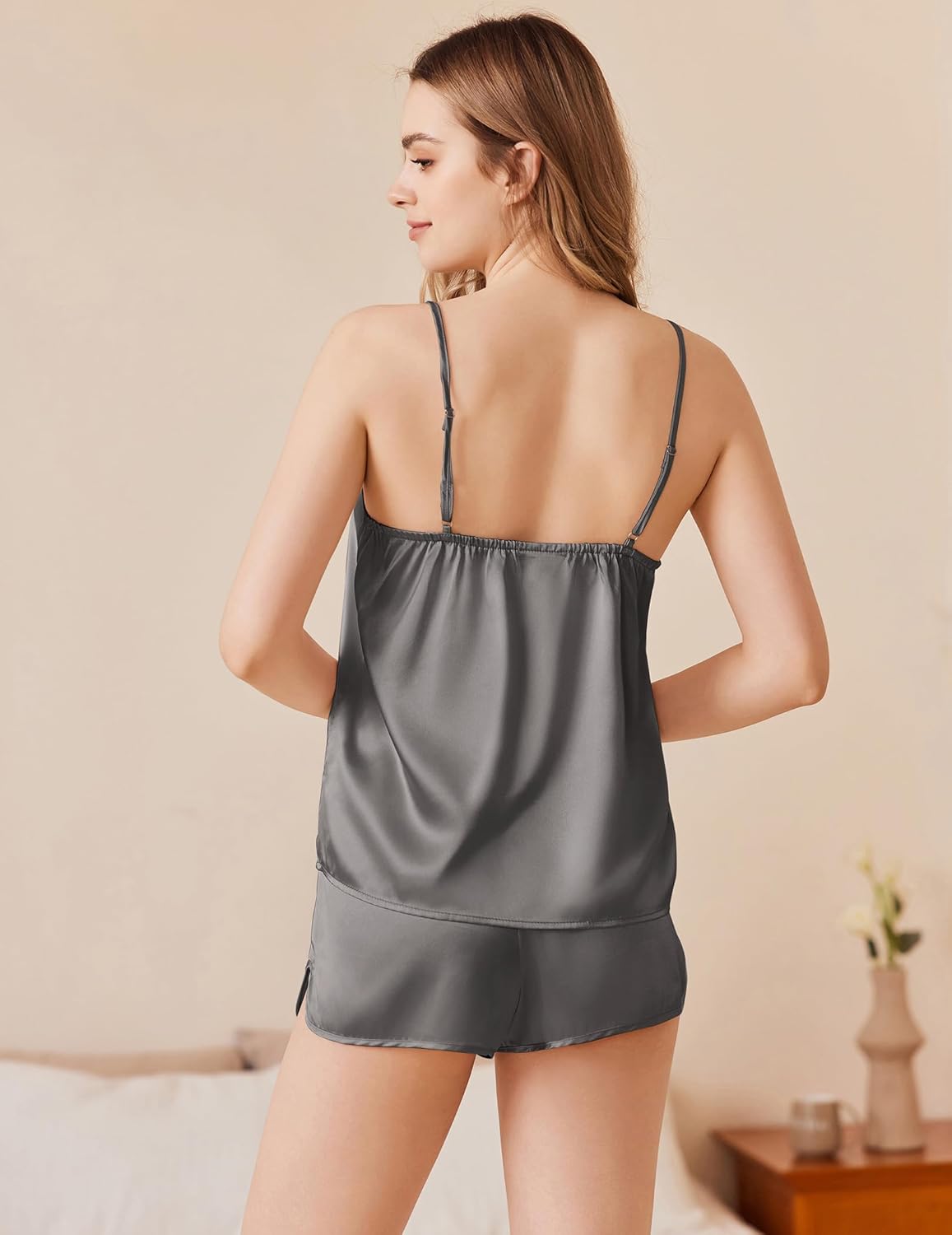 Ekouaer Silk Pajamas Set Satin Camisole Sleepwear