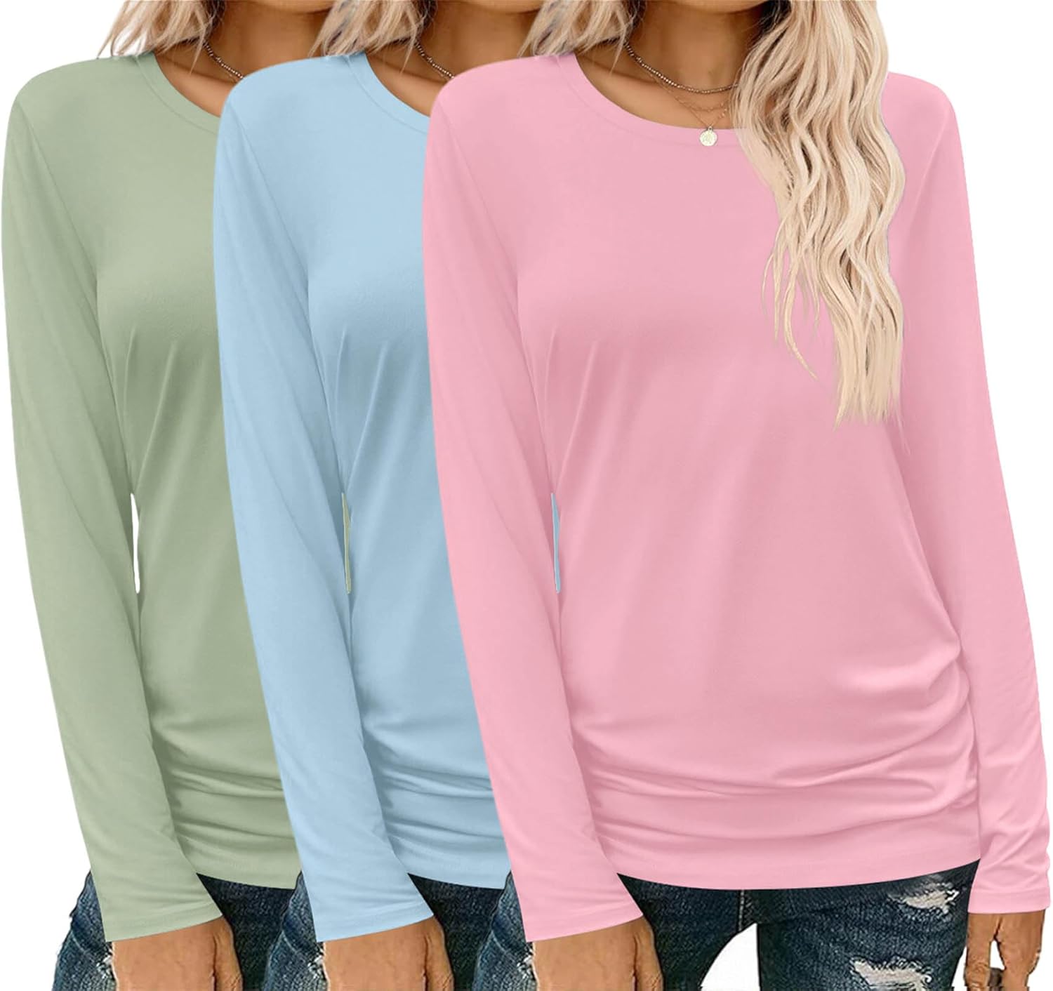 Ekouaer 3 Pack Long Sleeve Shirts Thermal Tops