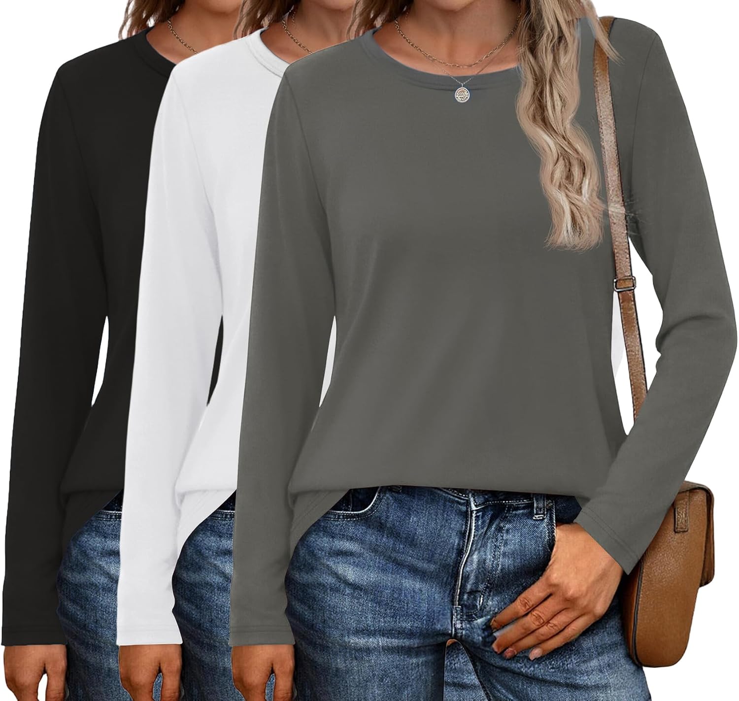 Ekouaer 3 Pack Long Sleeve Shirts Thermal Tops