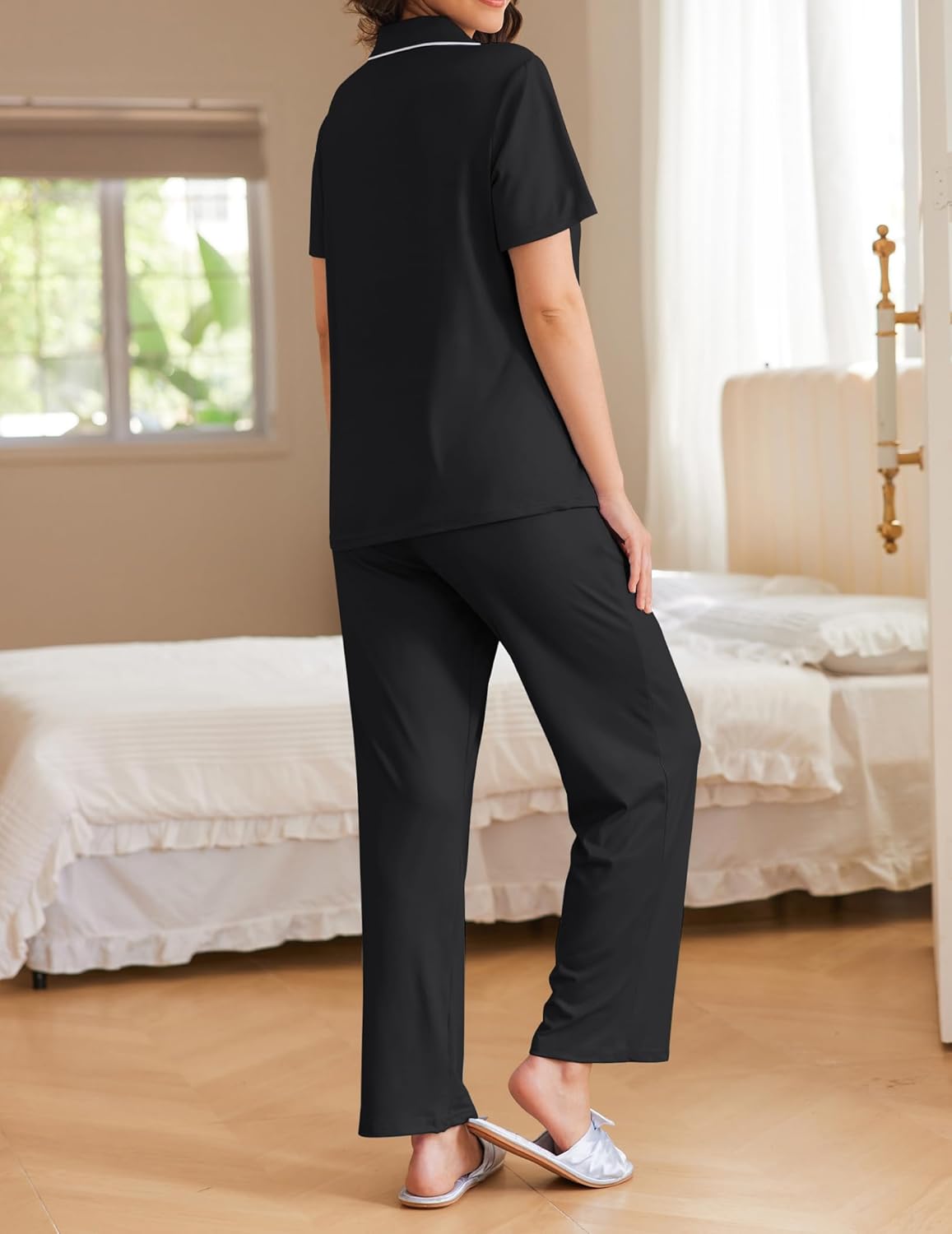 Ekouaer 2 Pack Pajamas Button Up Loungewear Cozy Sets