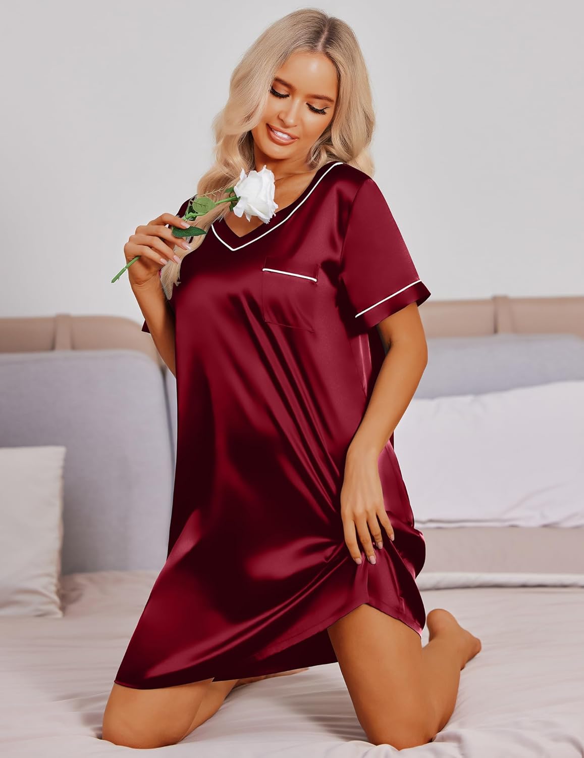 Satin Silk Nightgown Silky Loose Sleep Dress