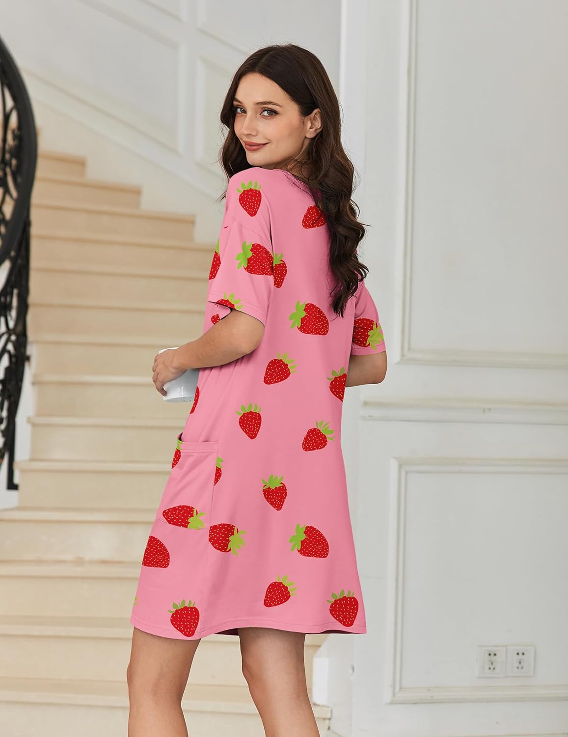 Ekouaer Nightgowns for Women Short Sleeve Sleep Shirt