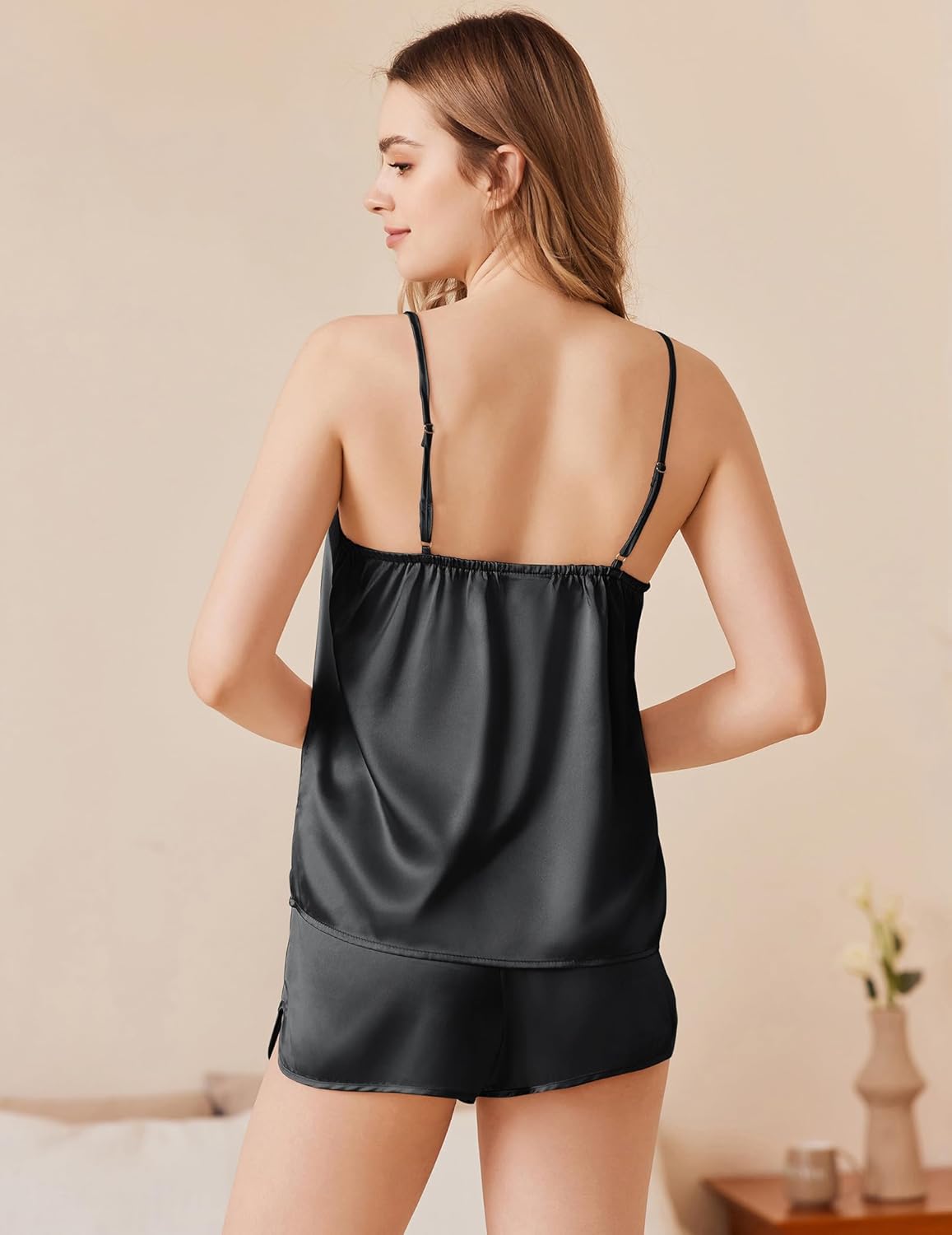 Ekouaer Silk Pajamas Set Satin Camisole Sleepwear