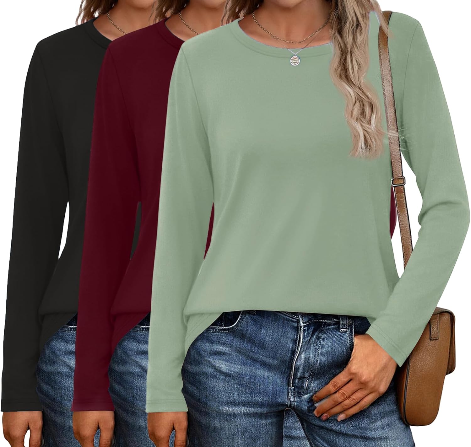 Ekouaer 3 Pack Long Sleeve Shirts Thermal Tops