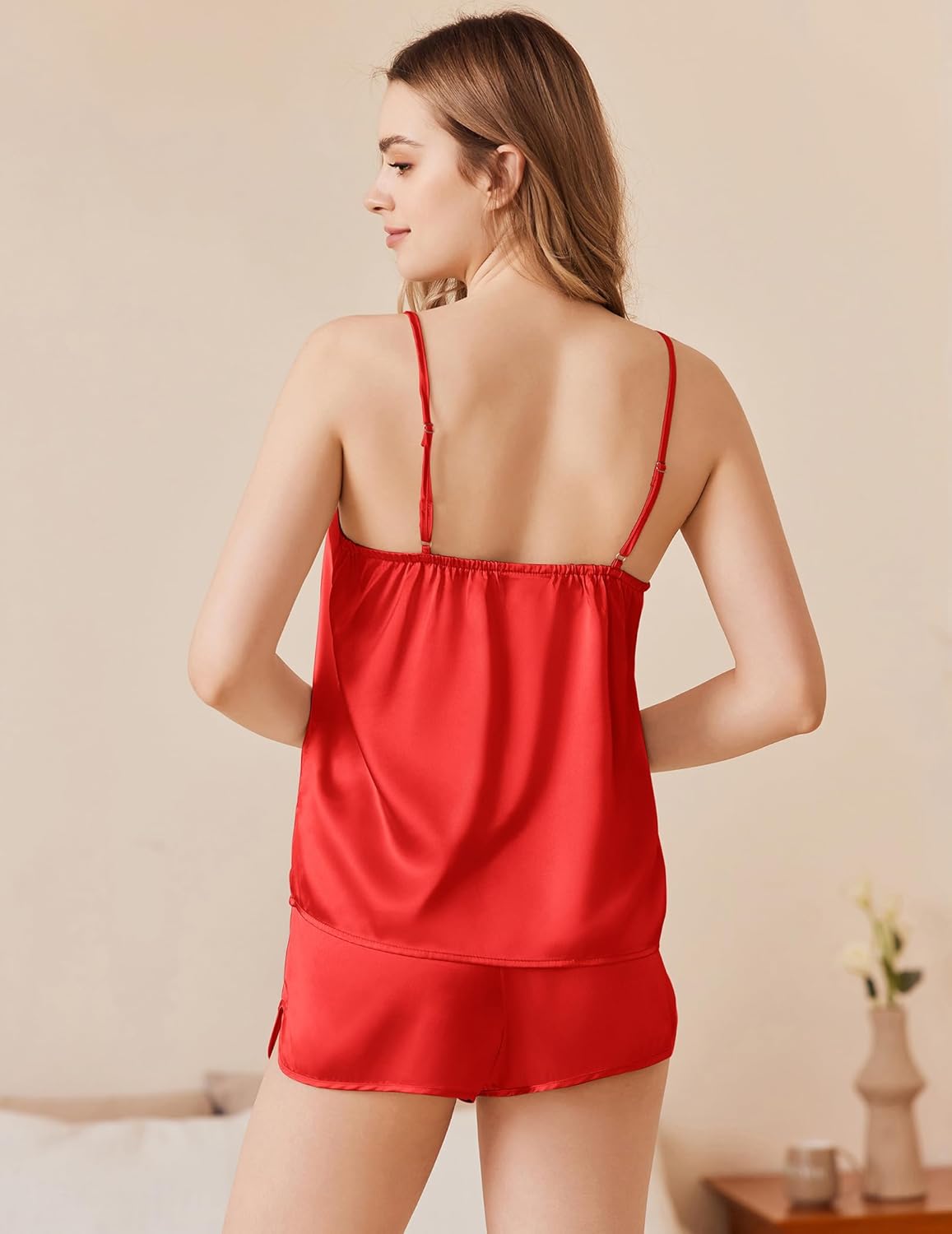 Ekouaer Silk Pajamas Set Satin Camisole Sleepwear