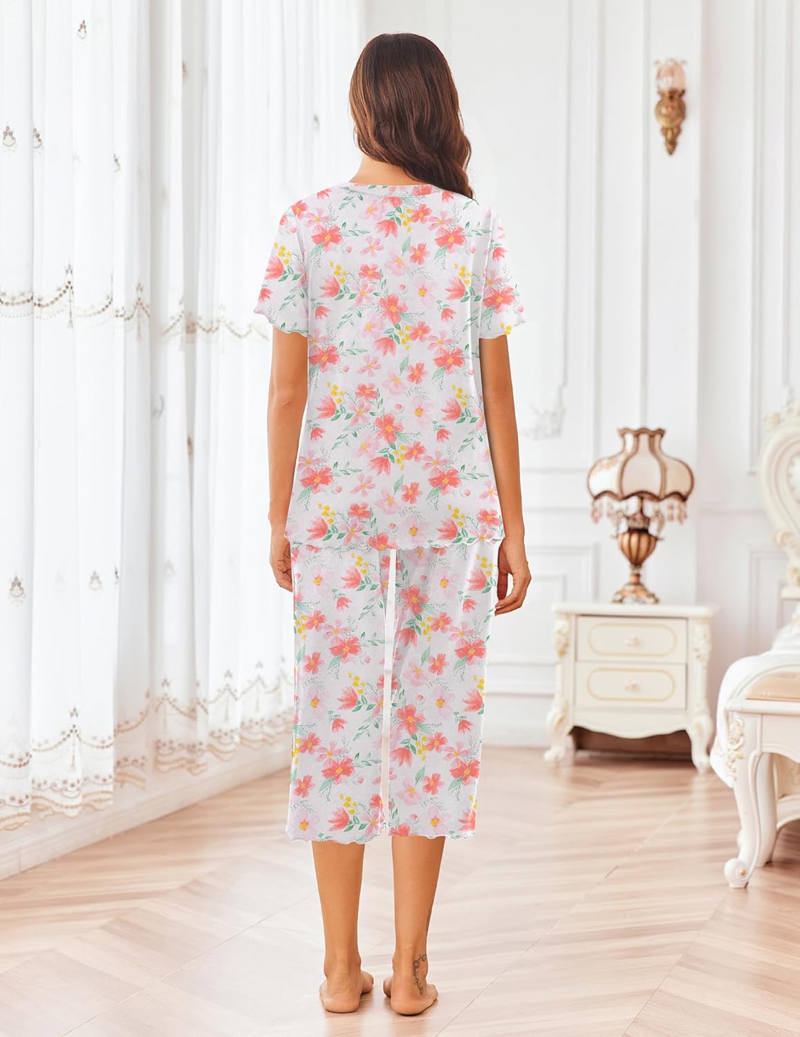 Ekouaer Short Sleeve 2 Piece Pajamas Set