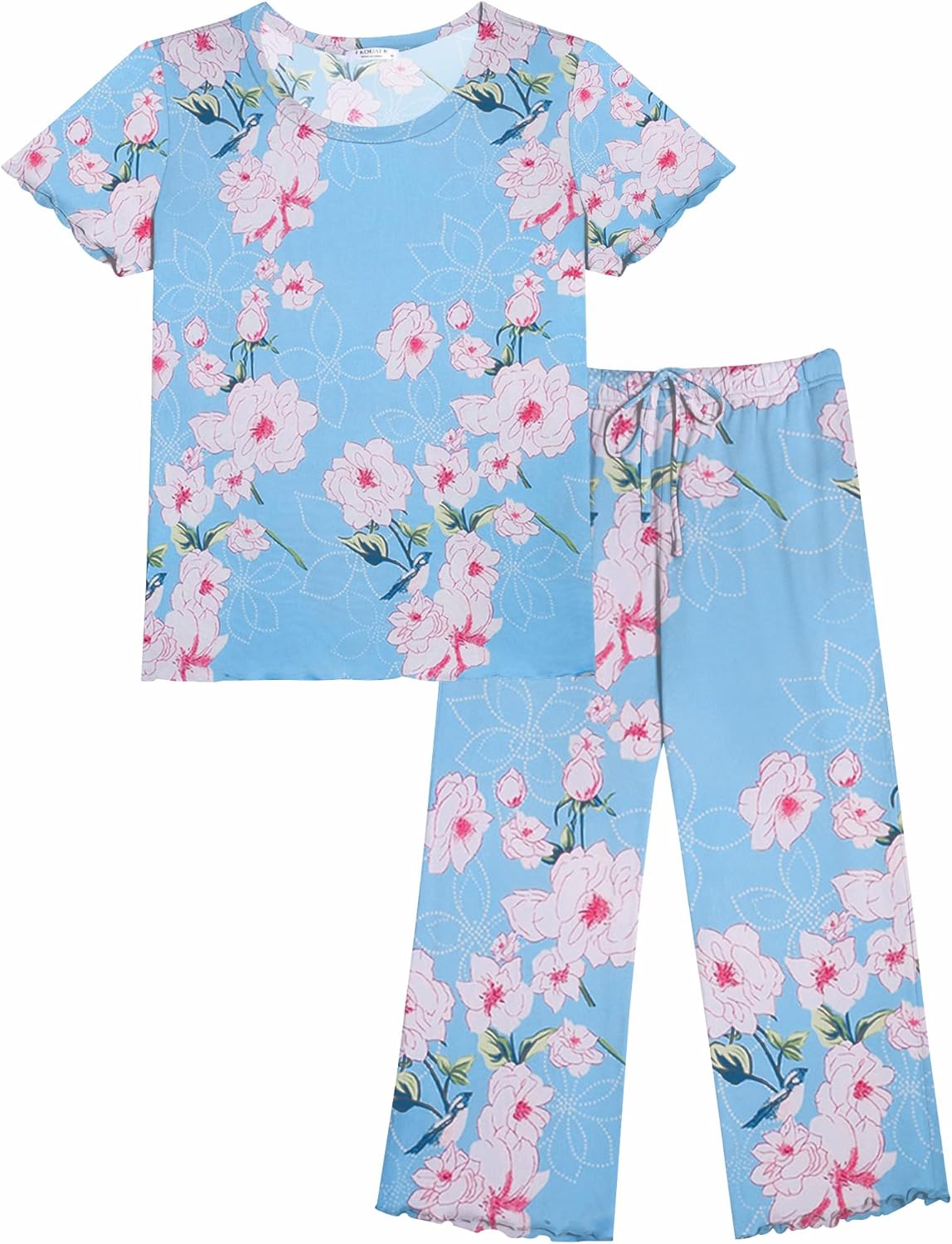 Ekouaer Short Sleeve 2 Piece Pajamas Set