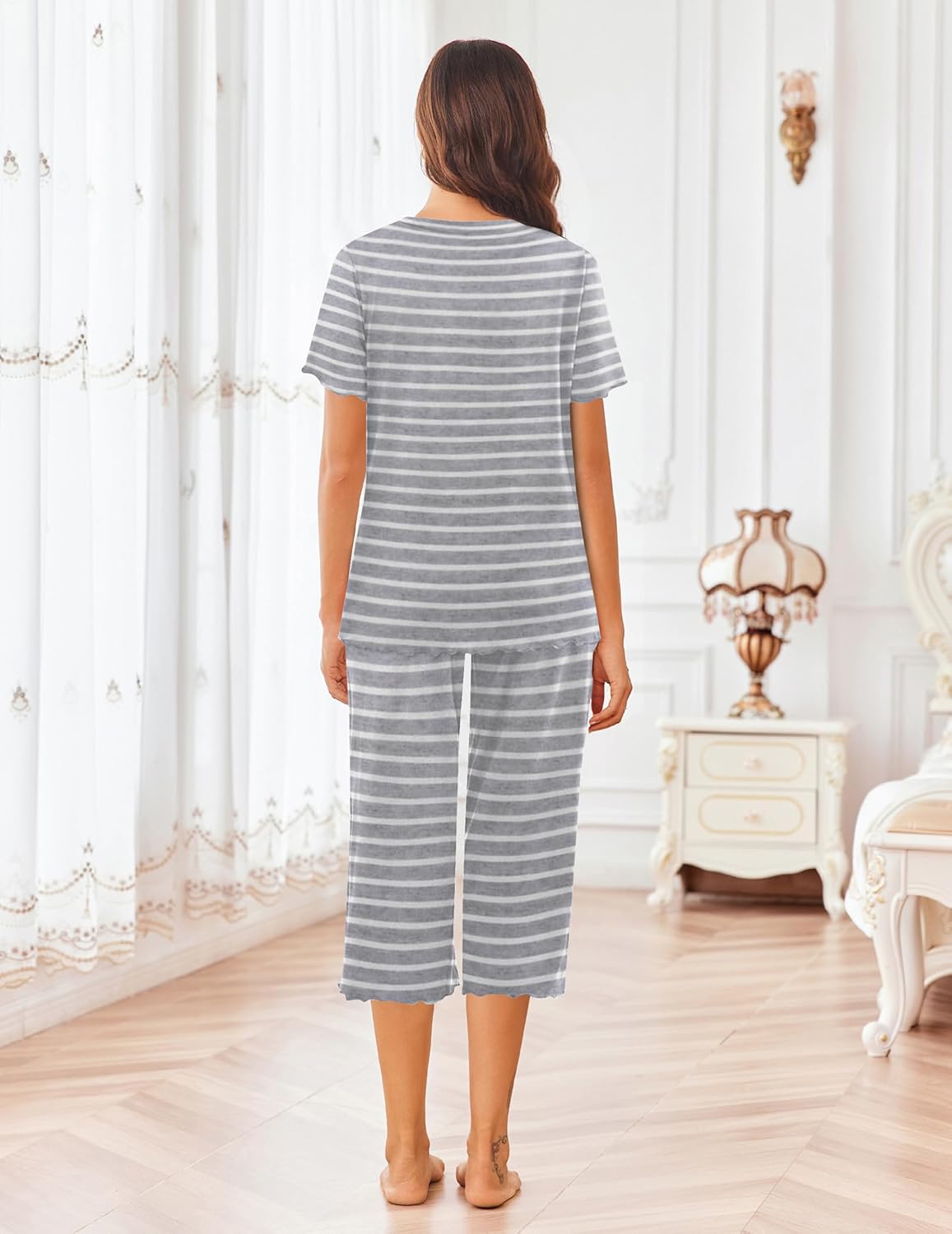 Ekouaer Short Sleeve 2 Piece Pajamas Set