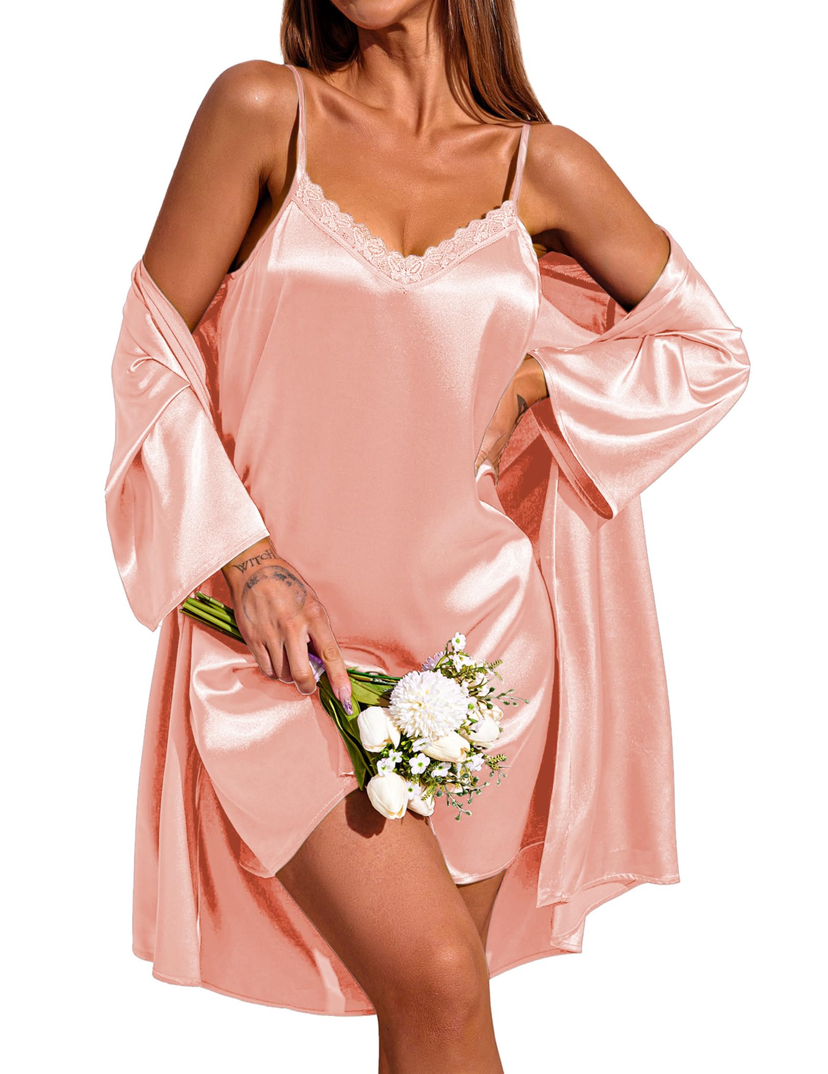 Silk Satin Cami Nightdress with Robe