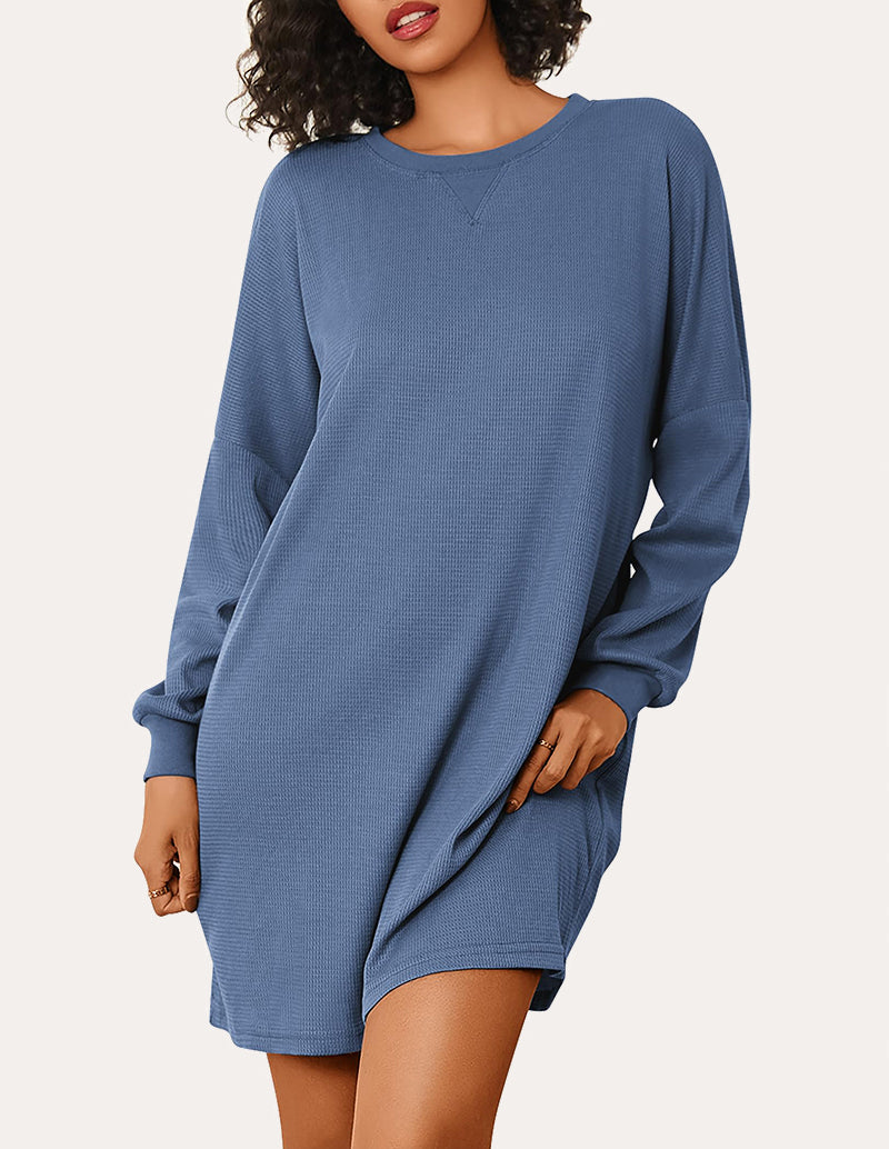 Soft Waffle Knit Nightshirts Dress (US Only)