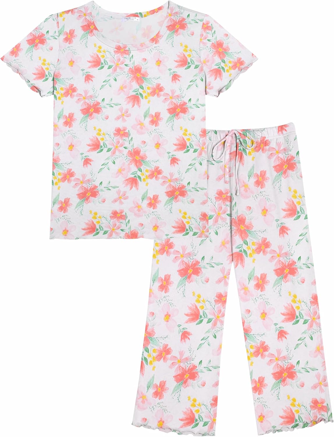 Ekouaer Short Sleeve 2 Piece Pajamas Set