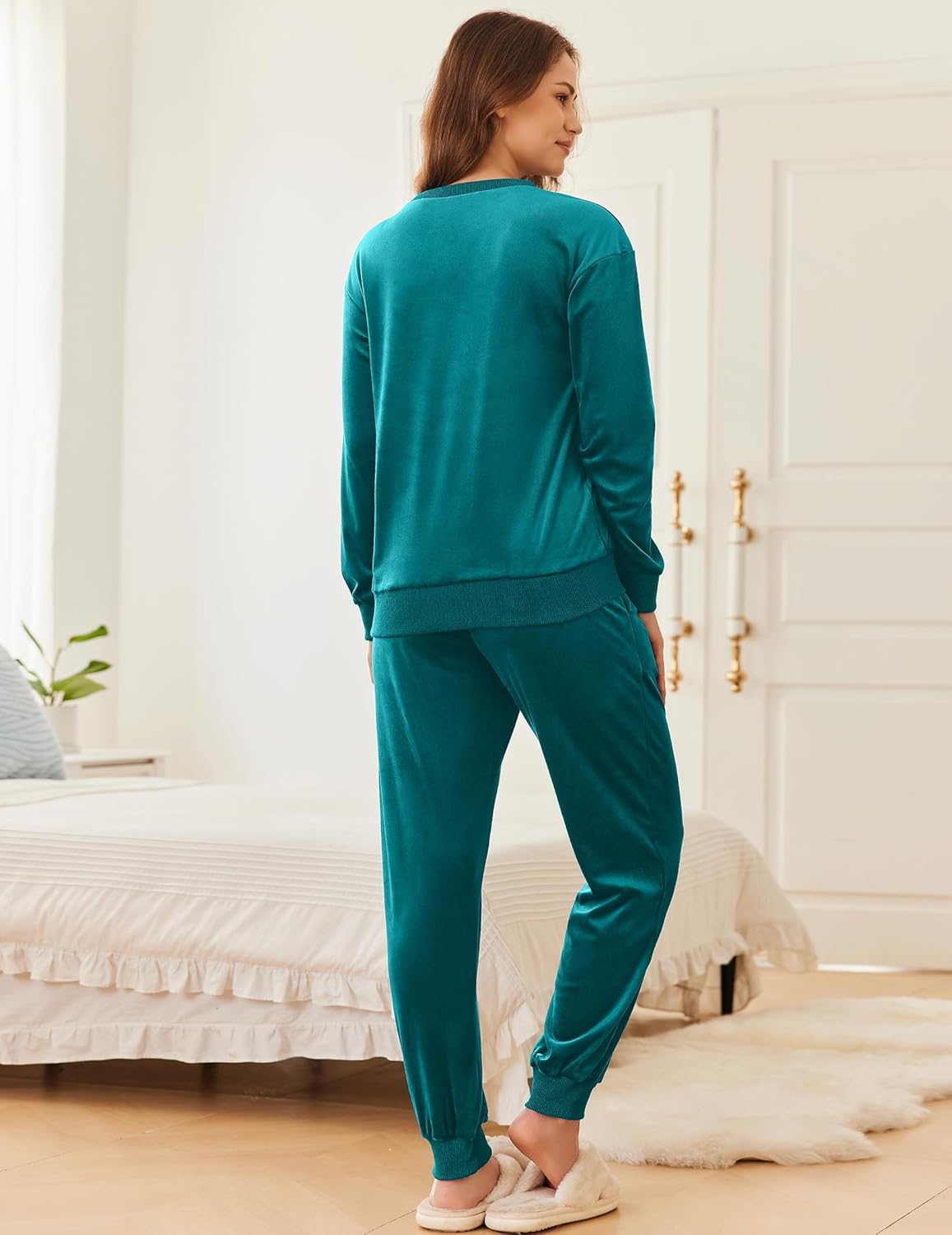 Velvet Long Sleeve Jogger Pjs Soft Sleepwear