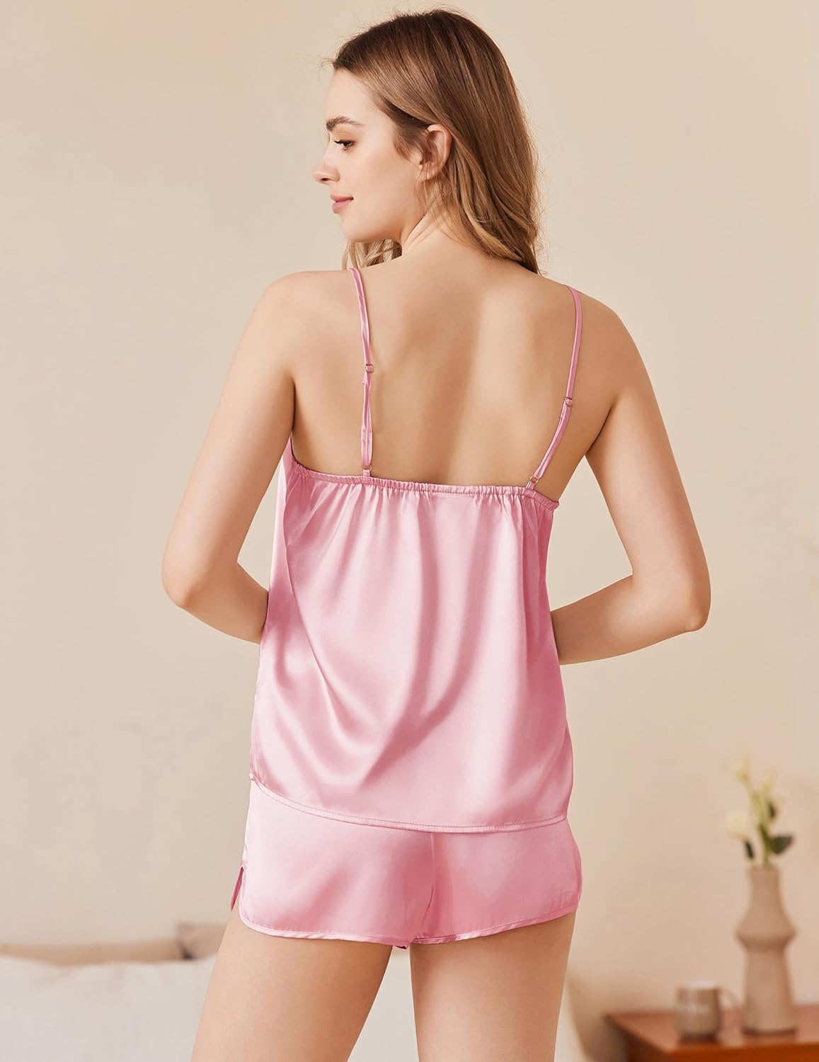 Ekouaer Silk Pajamas Set Satin Camisole Sleepwear