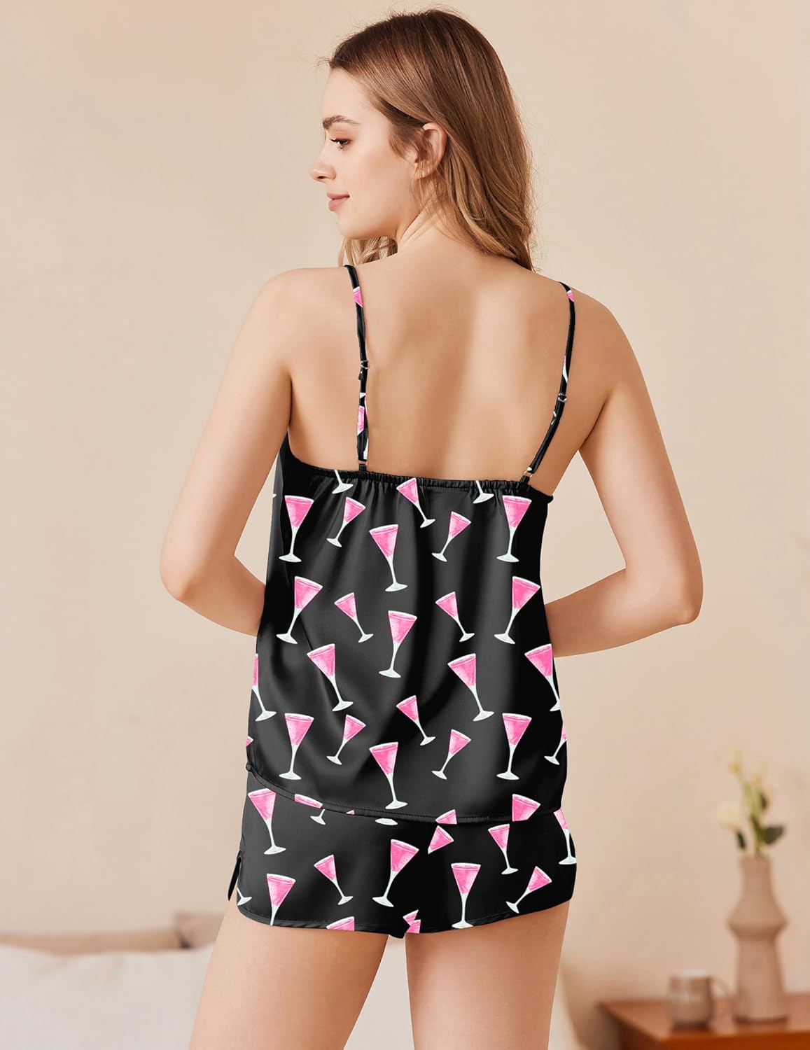 Ekouaer Silk Pajamas Set Satin Camisole Sleepwear