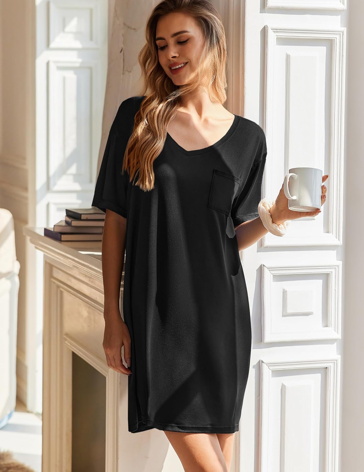 2 Pack Nightgowns Short Sleeve Sleepshirts