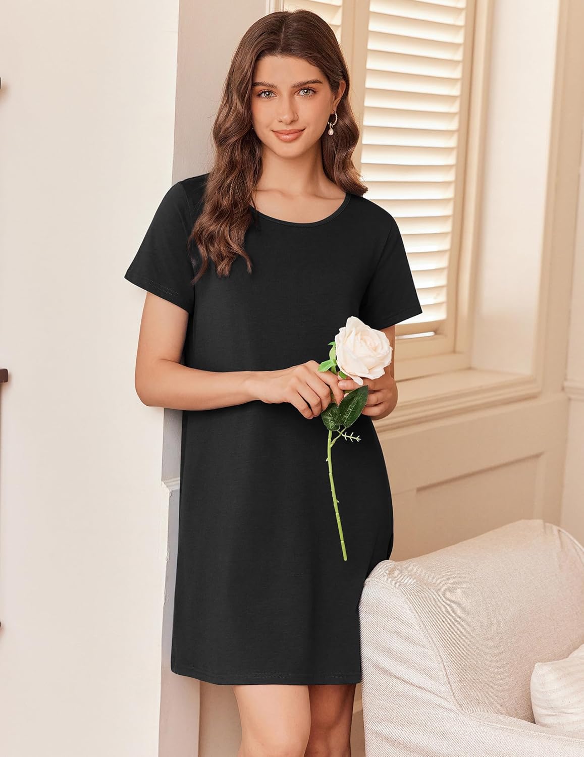 Cotton Short Sleeve Nightshirt T-shirt