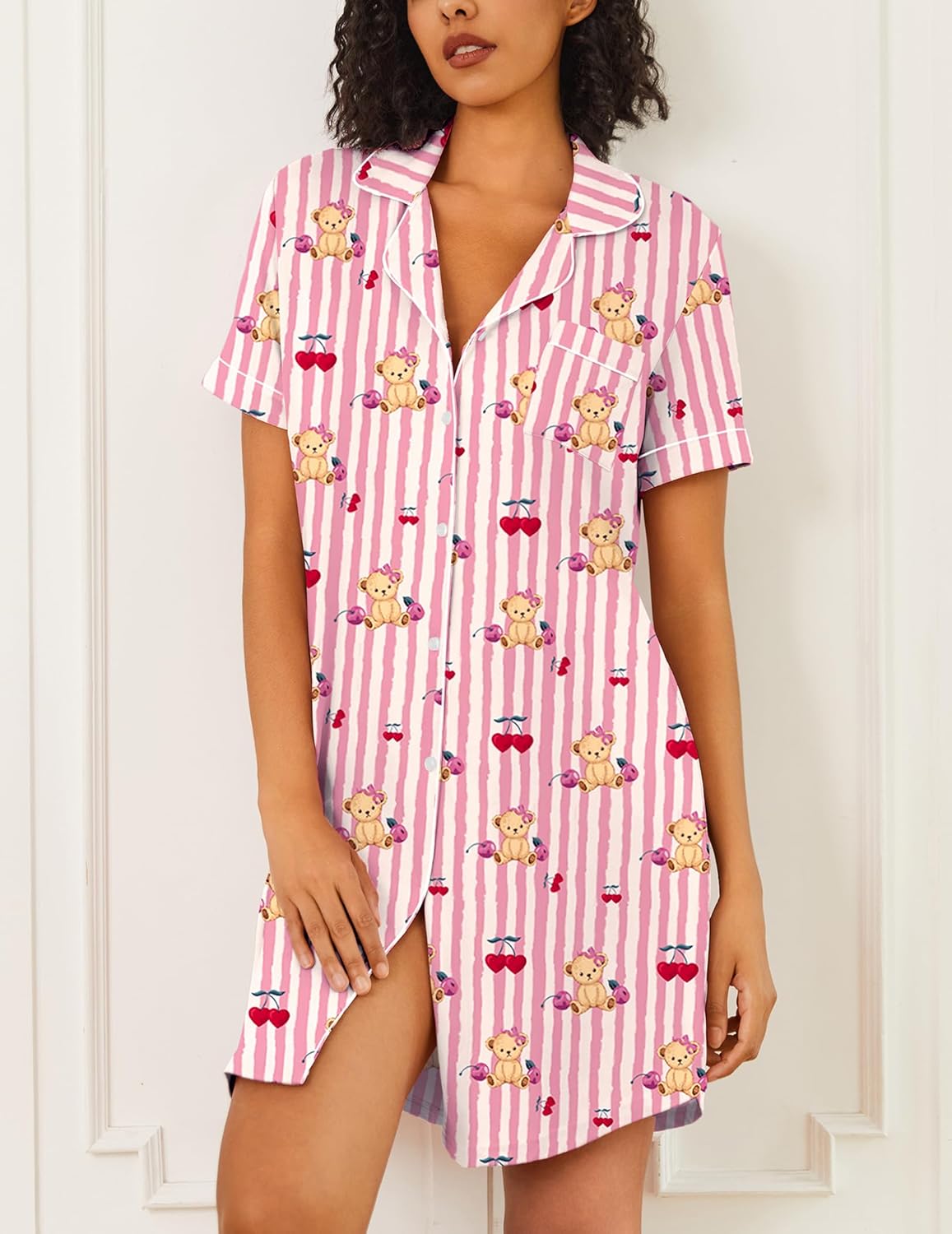 2 Pack Button Down Sleepshirts Soft Pajama Dress
