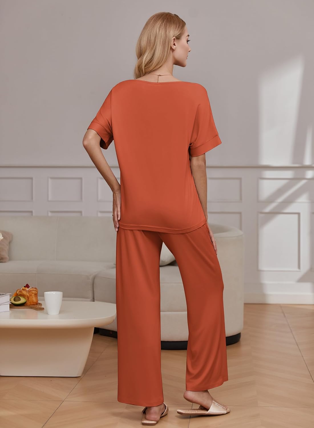 2 Piece Lounge Set Short Sleeve Tops and Long Pants