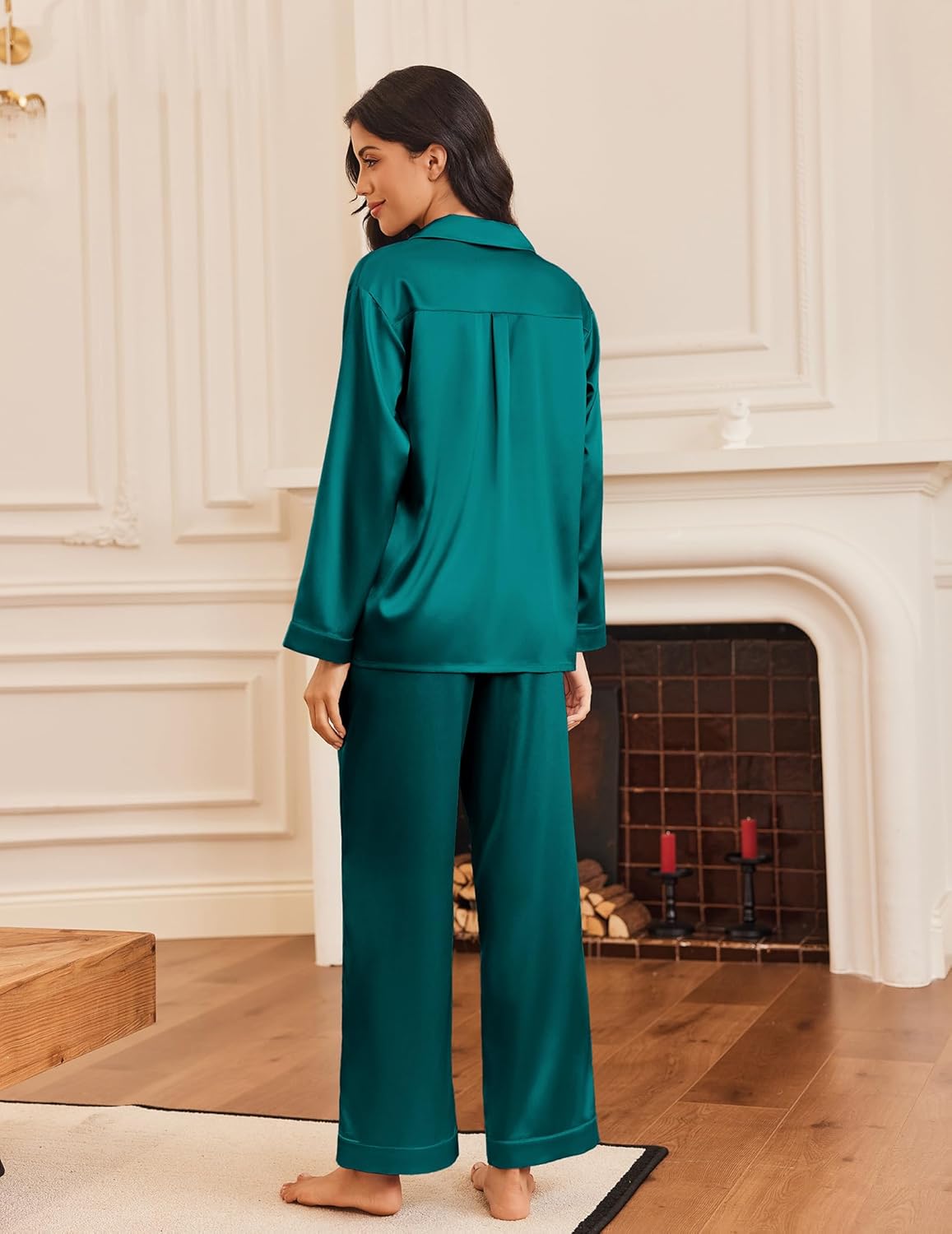 Silk Satin Pajamas Button Down Pjs Set Sleepwear