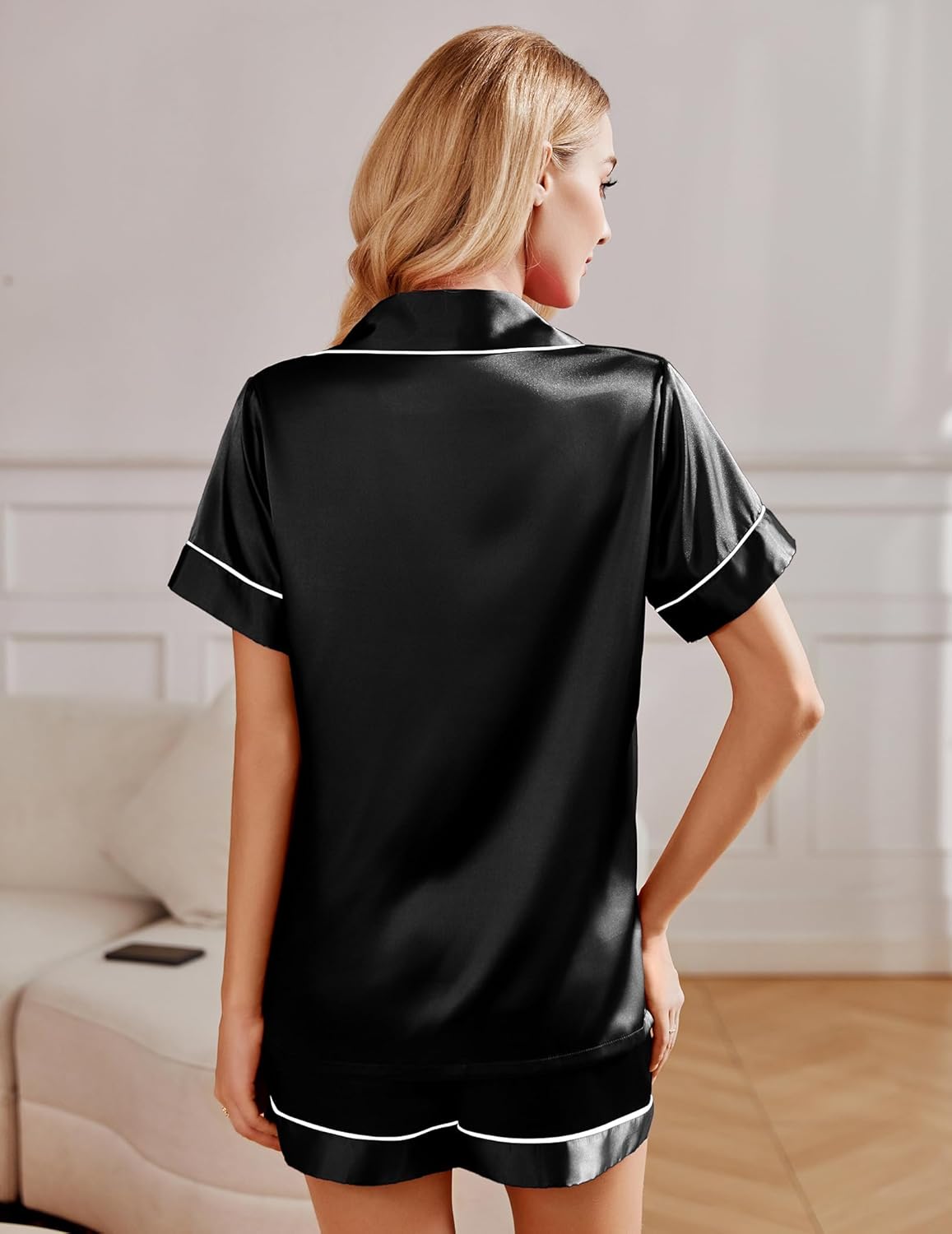 Ekouaer 2 Pack Pajama Sets Silk Satin Pj Lounge Set