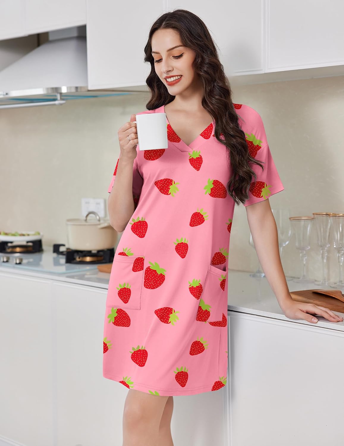 Ekouaer Nightgowns for Women Short Sleeve Sleep Shirt