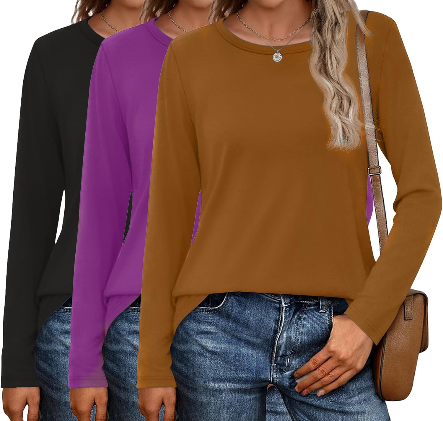 Ekouaer 3 Pack Long Sleeve Shirts Thermal Tops