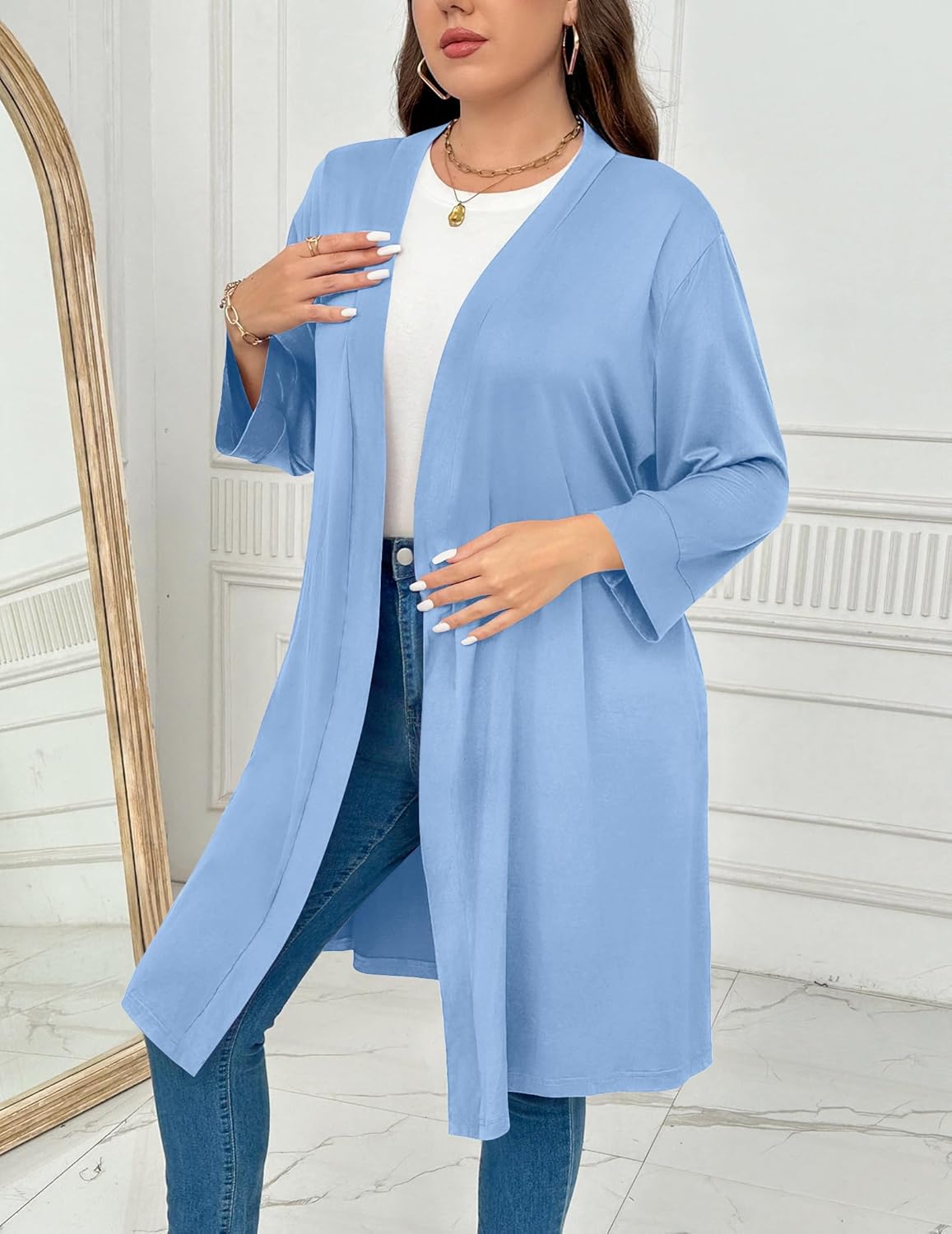 Plus Size Robe Knee Length Lightweight Bathrobe