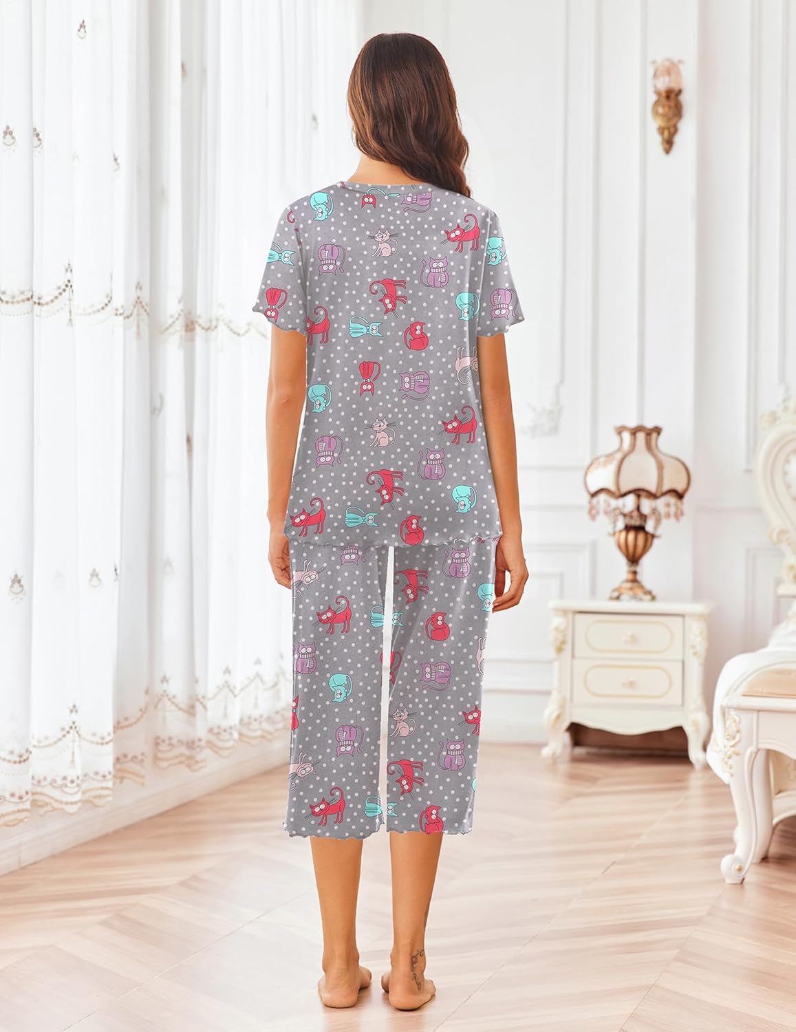Ekouaer Short Sleeve 2 Piece Pajamas Set