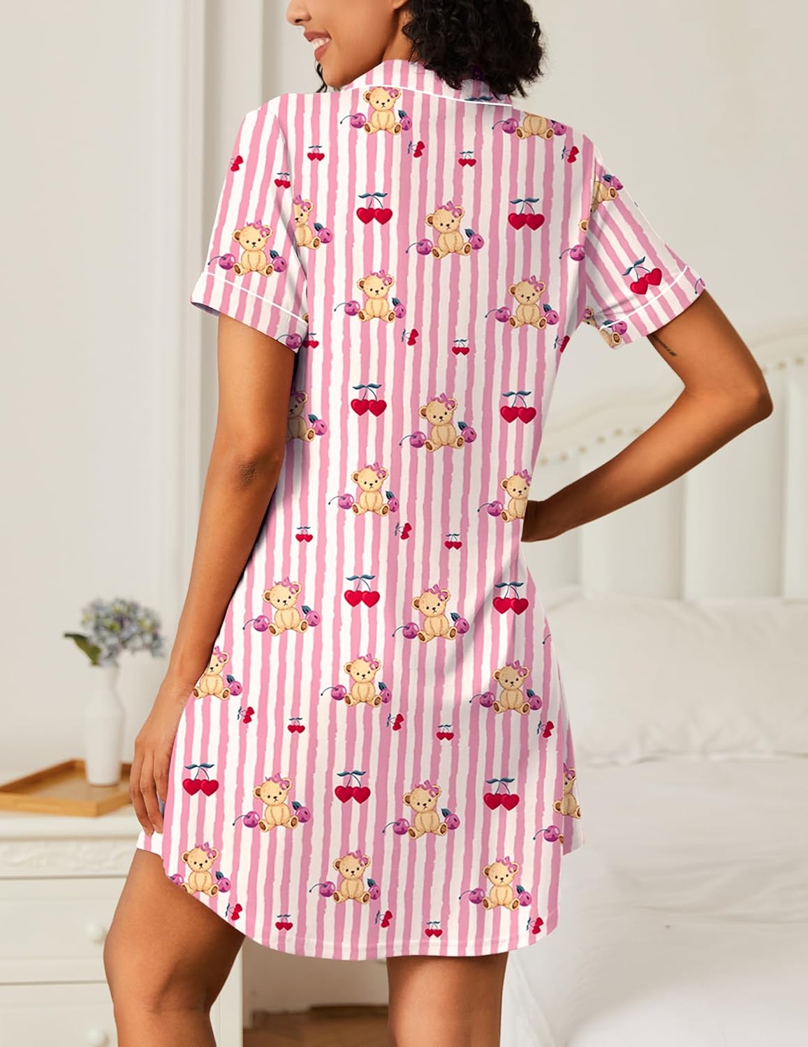 2 Pack Button Down Sleepshirts Soft Pajama Dress
