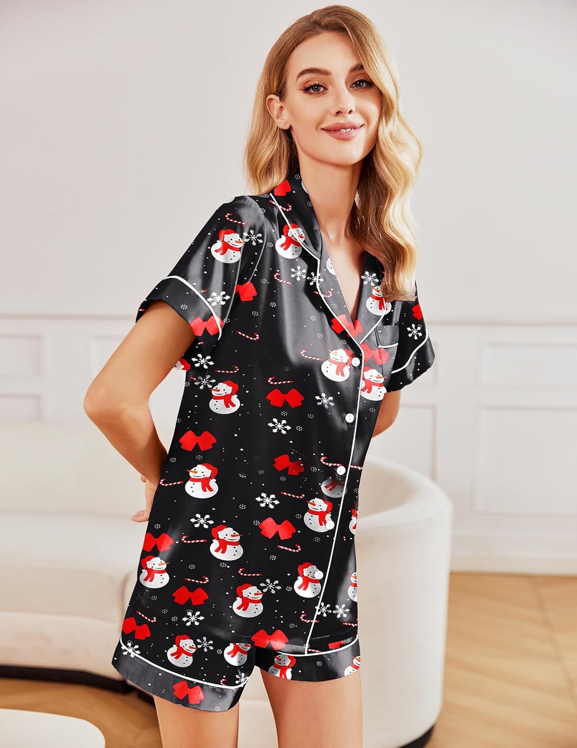 Ekouaer 2 Pack Pajama Sets Silk Satin Pj Lounge Set