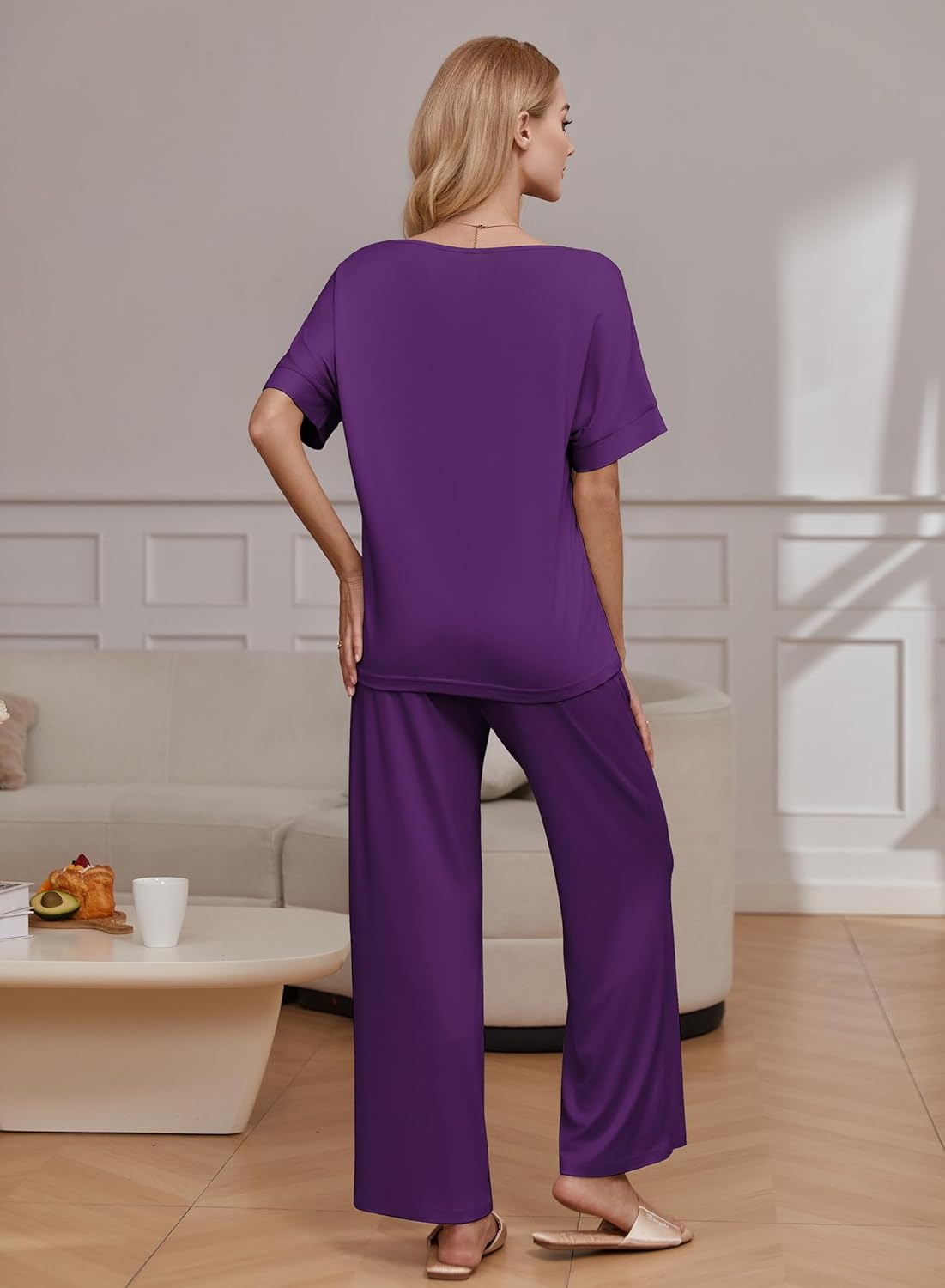 2 Piece Lounge Set Short Sleeve Tops and Long Pants