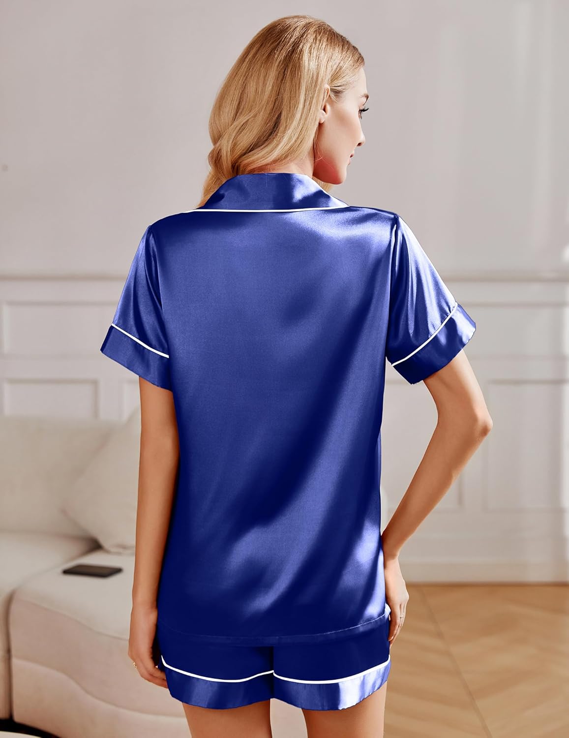 Ekouaer 2 Pack Pajama Sets Silk Satin Pj Lounge Set