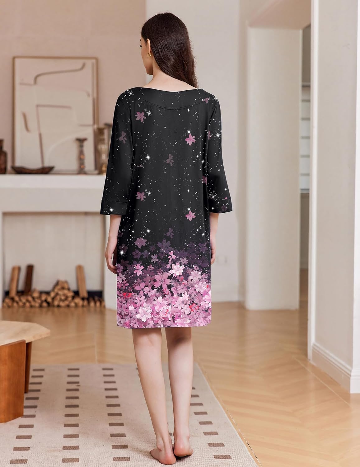 Zipper Robes 3/4 Sleeves Soft Nightgowns