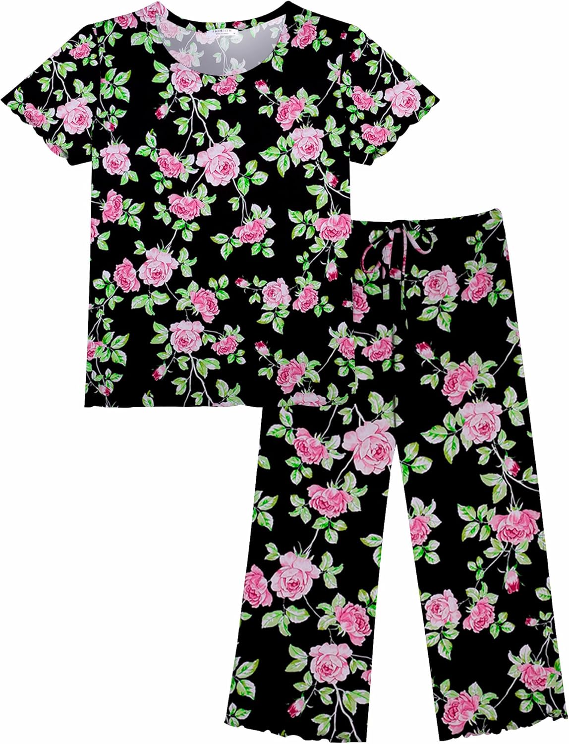 Ekouaer Short Sleeve 2 Piece Pajamas Set