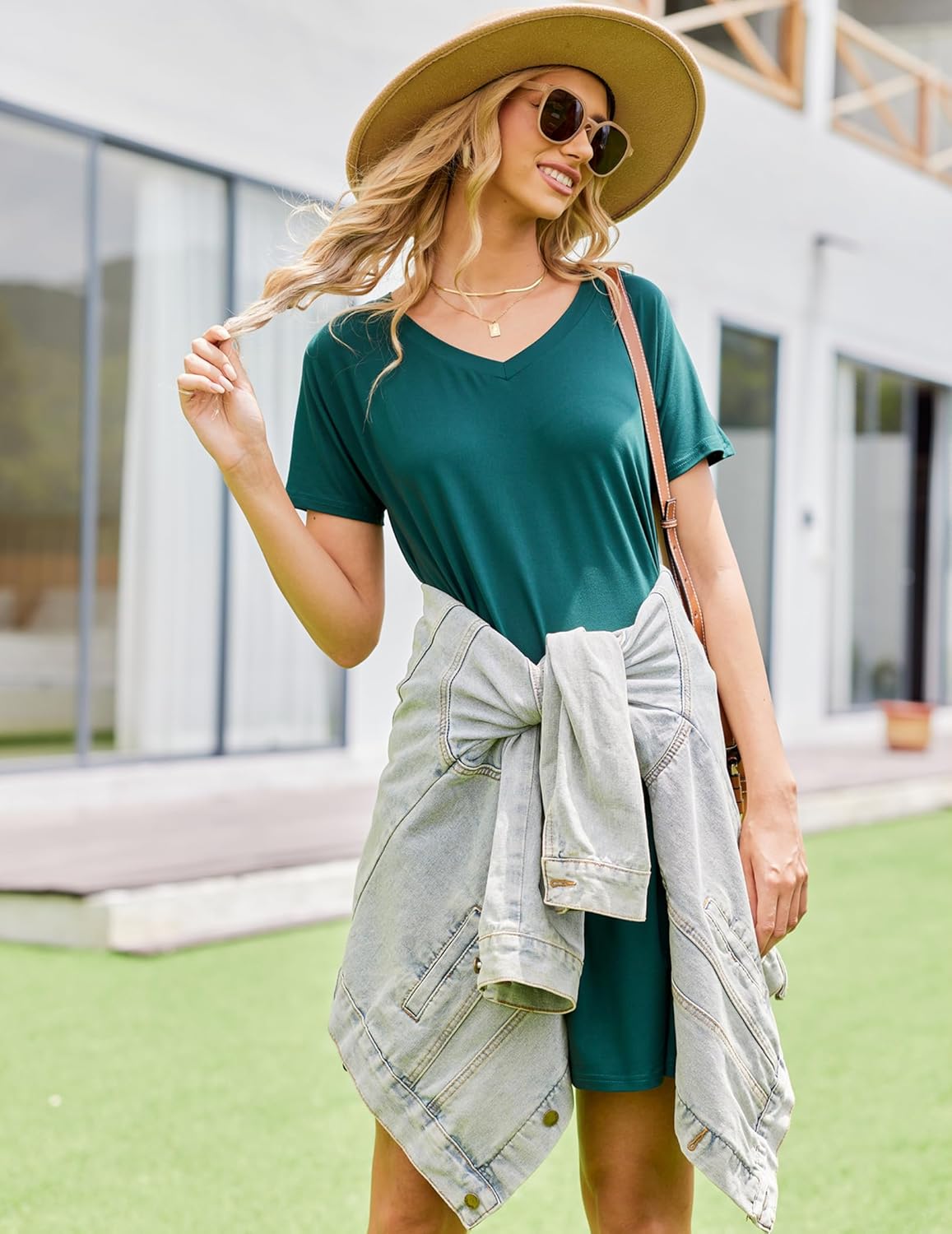 2 Pack Nightgown V Neck Short Sleeve Nightshirt