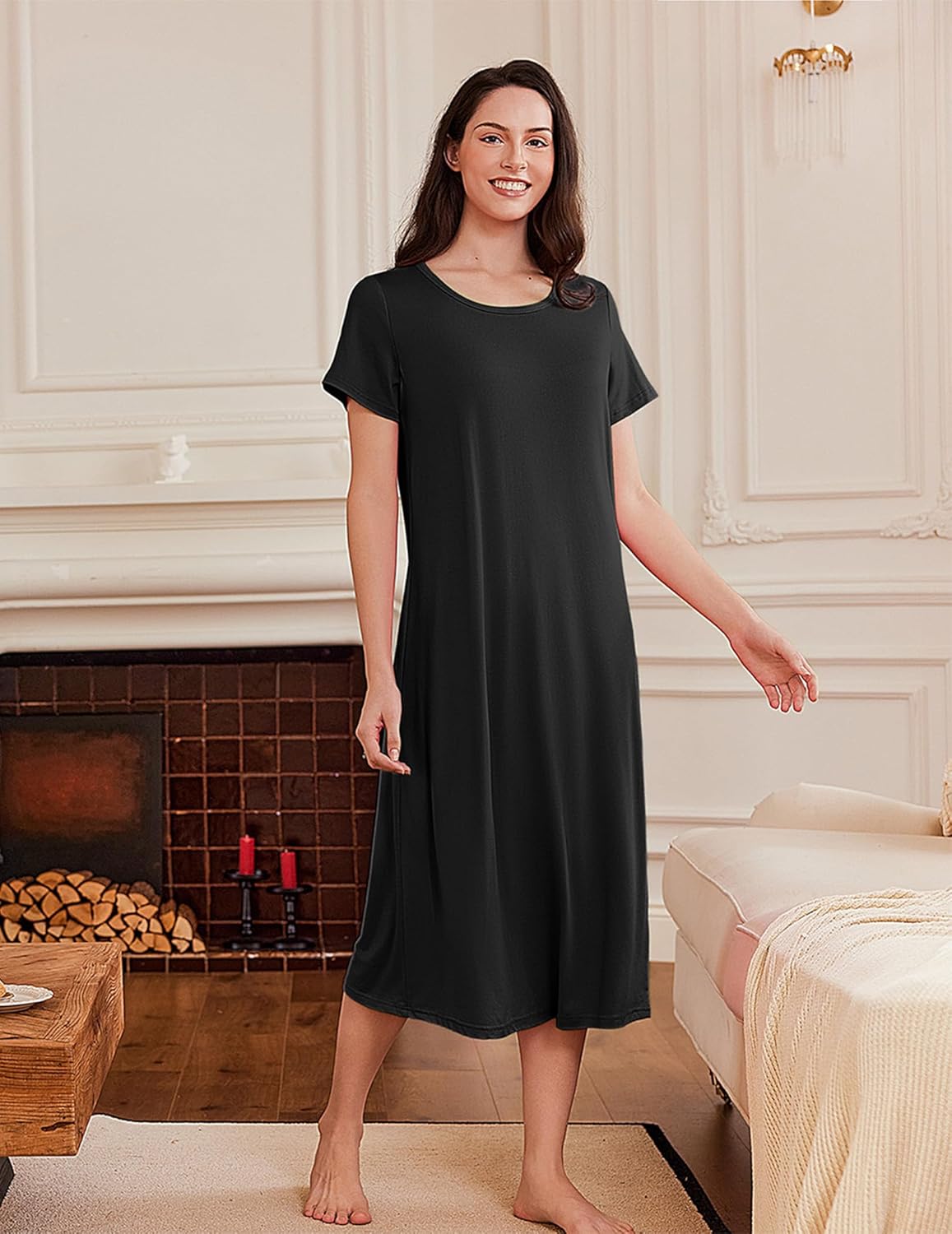 Ekouaer 3 Pack Long Nightgowns Soft Plus Size Dress