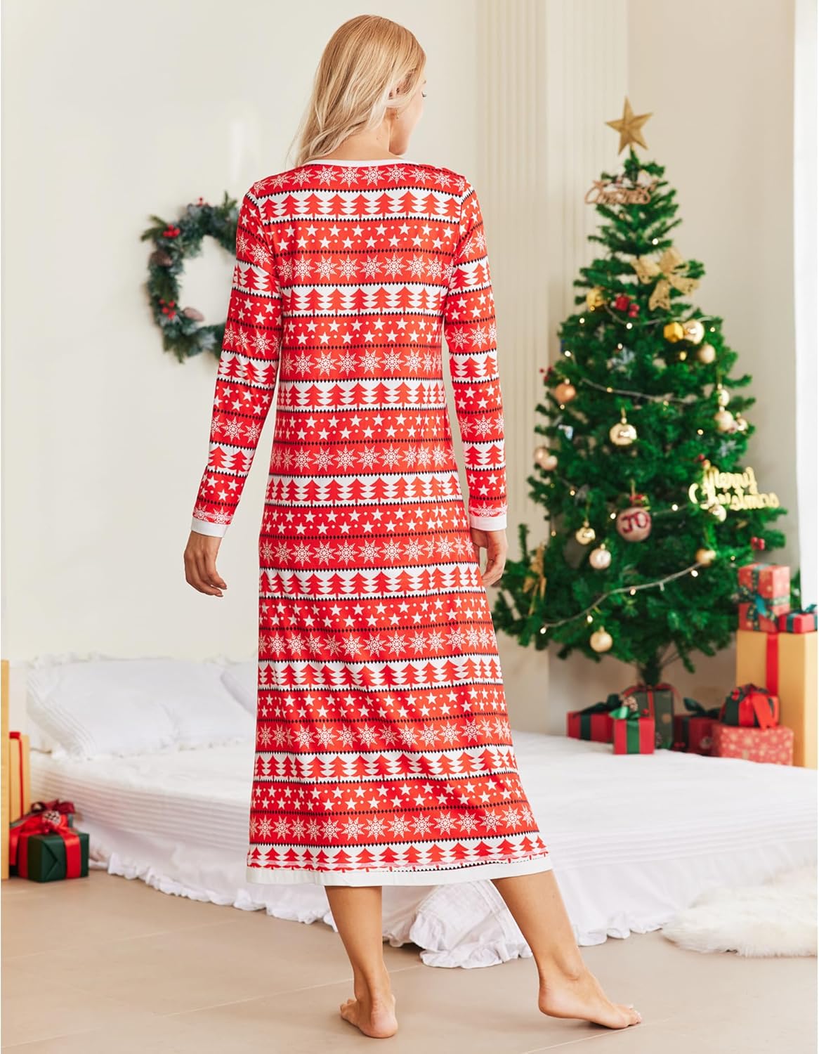 Ekouaer Nightgown Long Sleeve Full Length Long Nightshirt