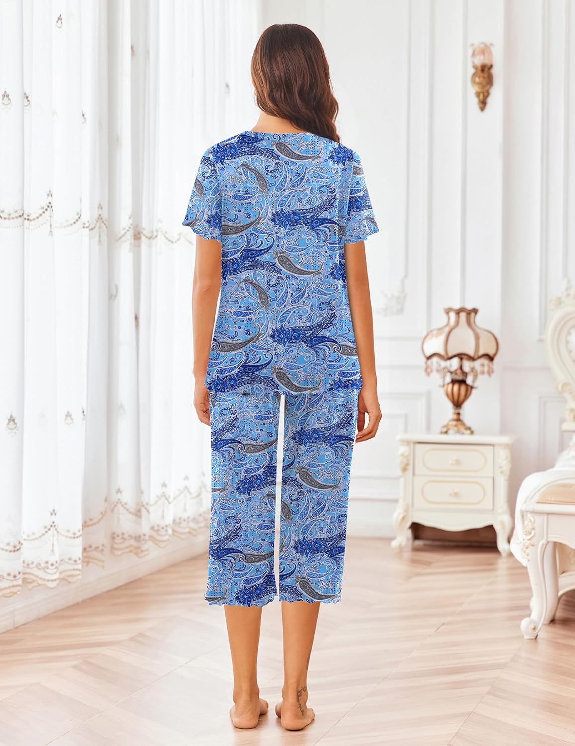 Ekouaer Short Sleeve 2 Piece Pajamas Set