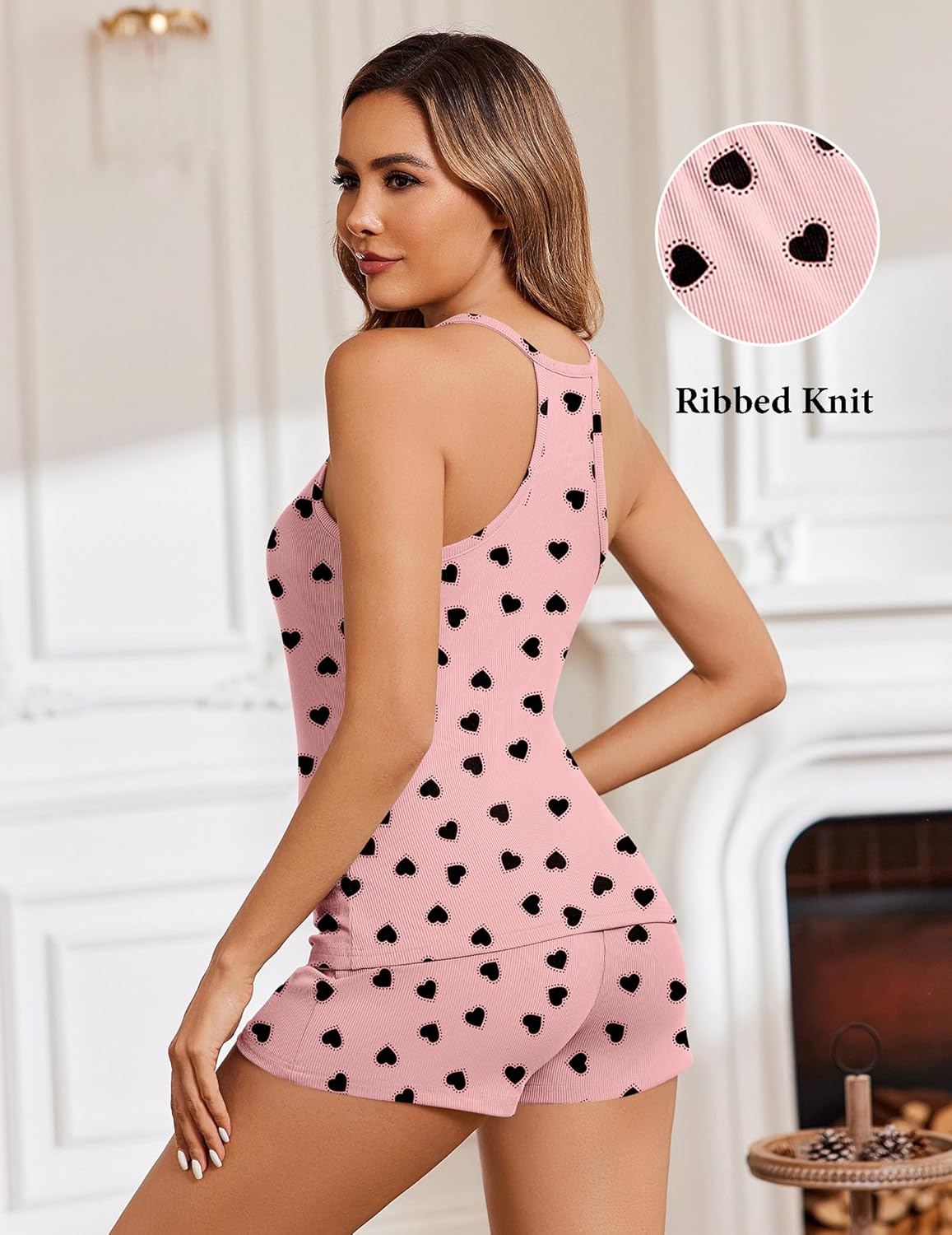 Ribbed Pajamas Set 2 Piece Knit Lounge Sets